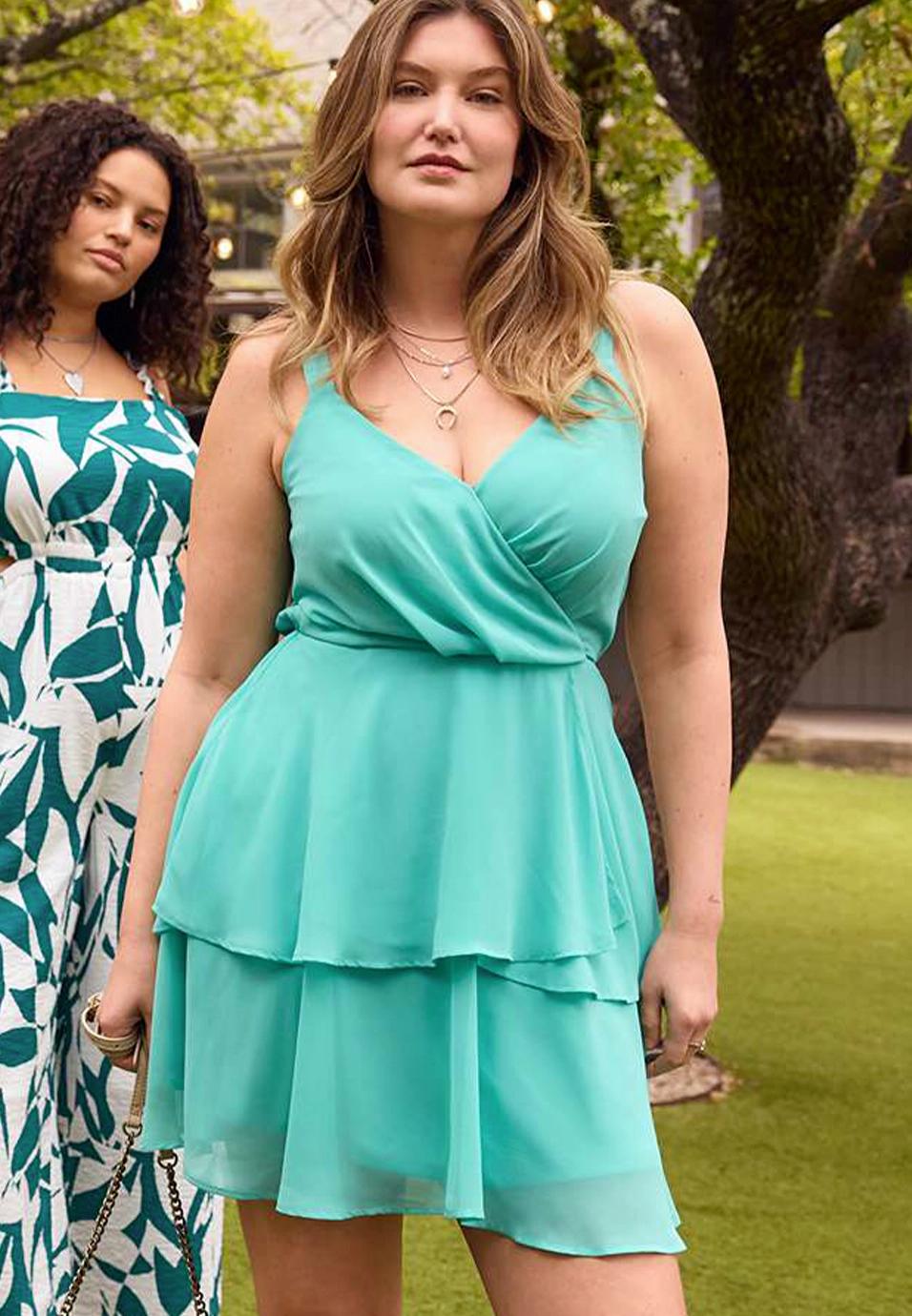 Bare Surplice Tiered Dress Product Image