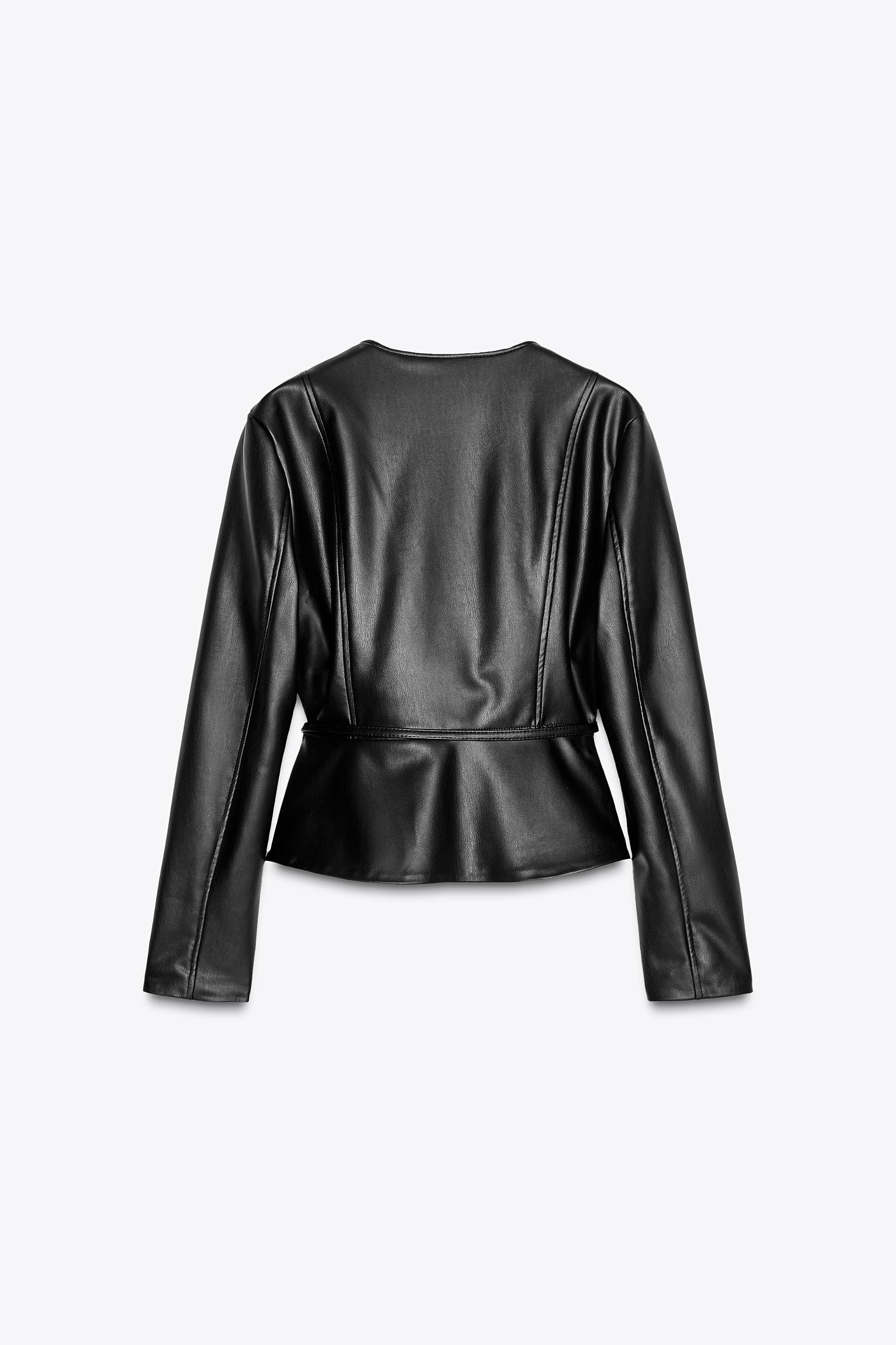FAUX LEATHER PEPLUM JACKET Product Image