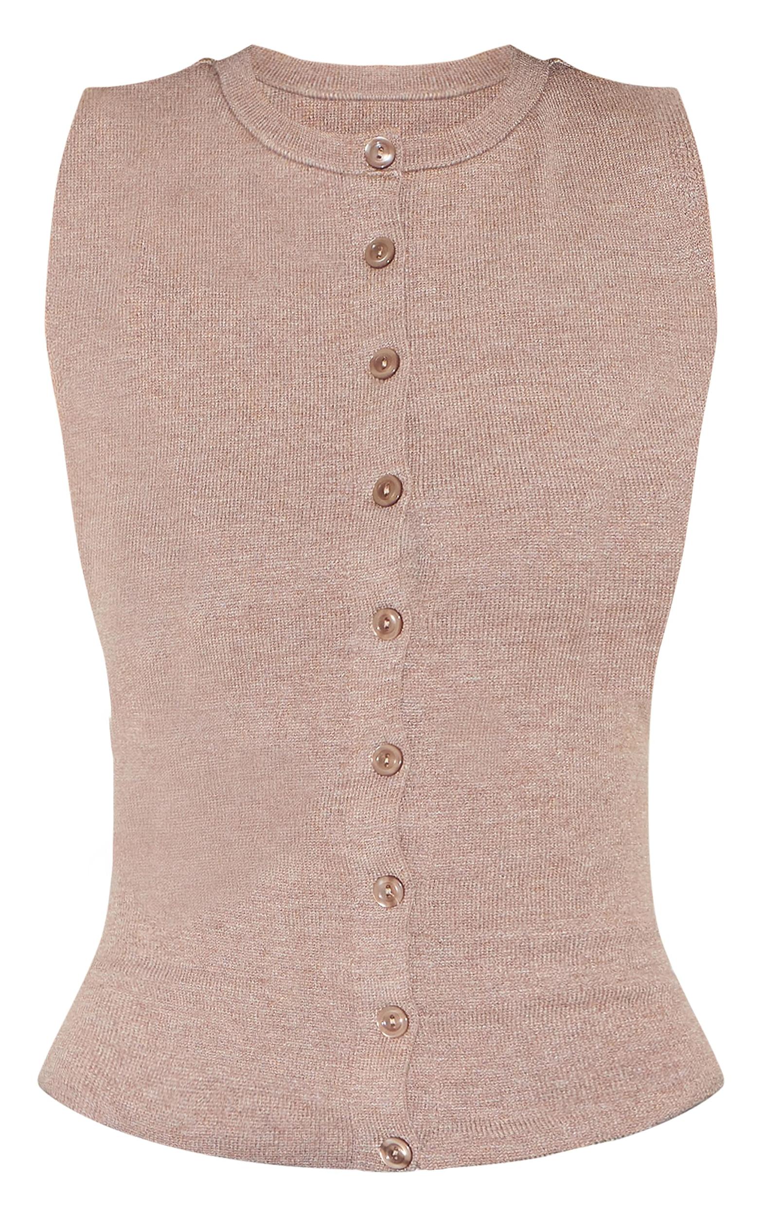 Mocha Button Through Sleeveless Top Product Image