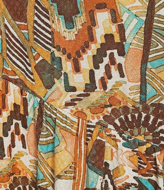 Nurture Plus Printed V-Neck 3/4 Sleeve Midi Dress Product Image