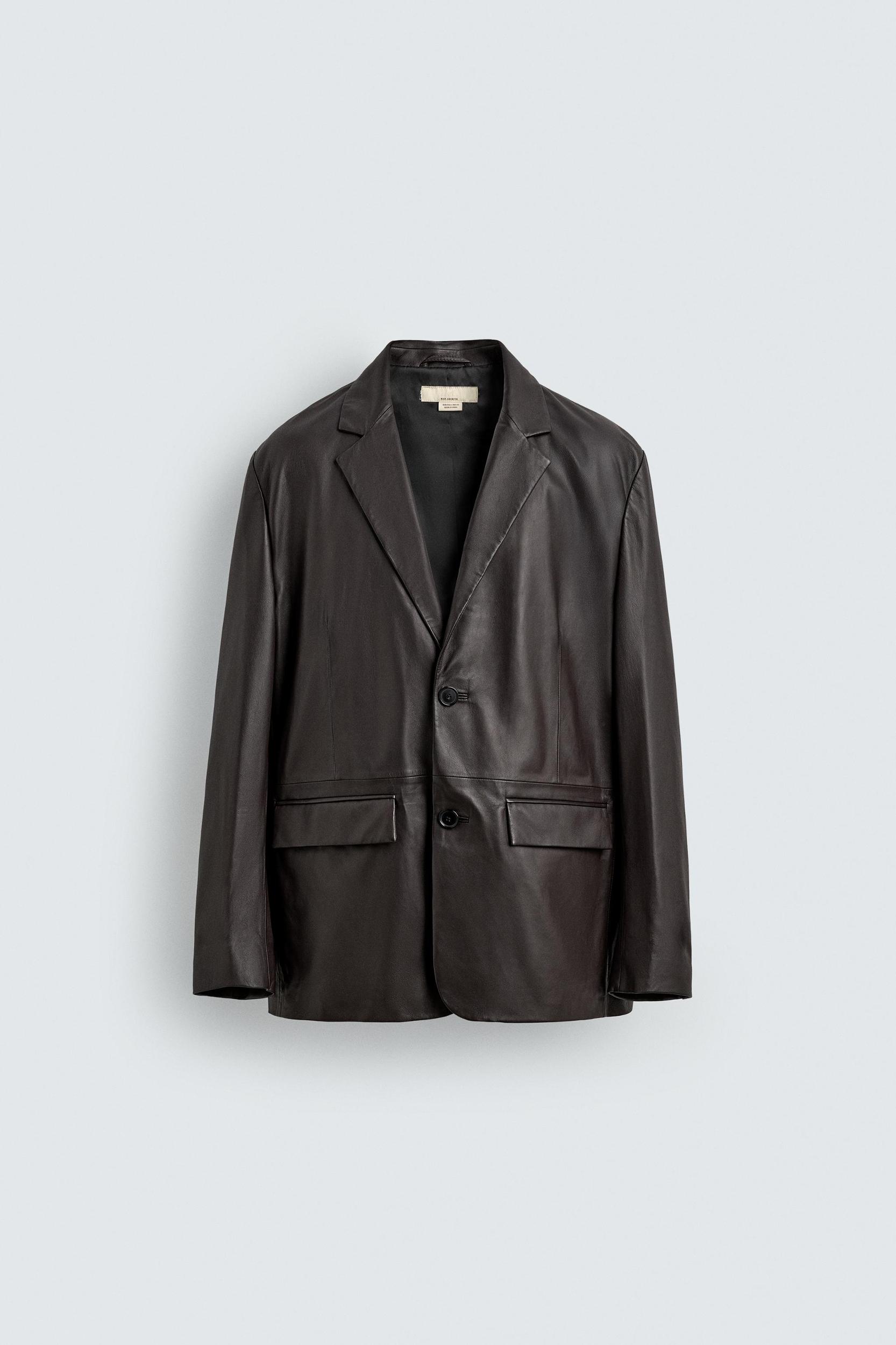 RELAXED FIT LEATHER BLAZER Product Image