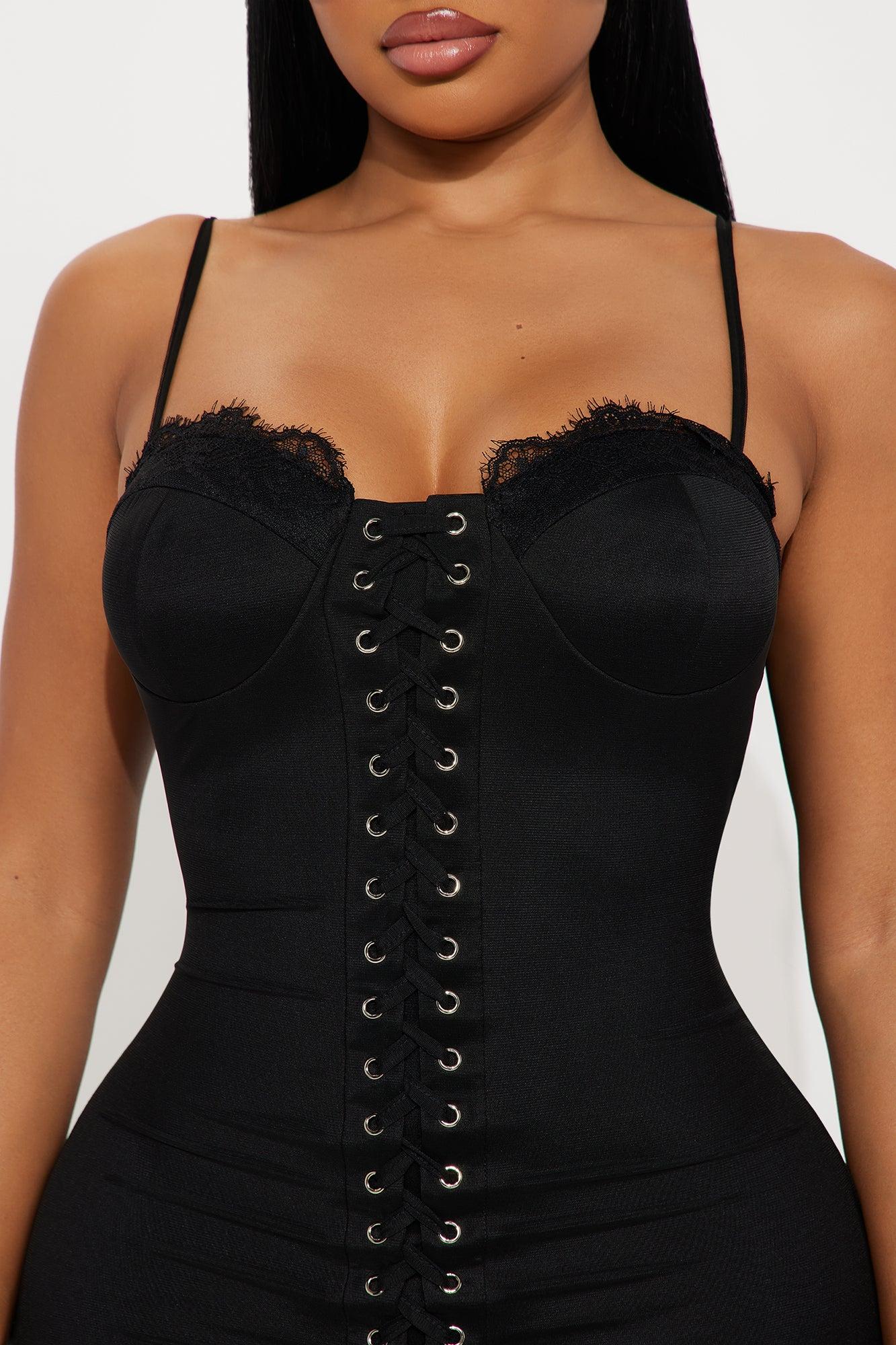 Timeless Beauty Solid Mesh Midi Dress - Black Female Product Image