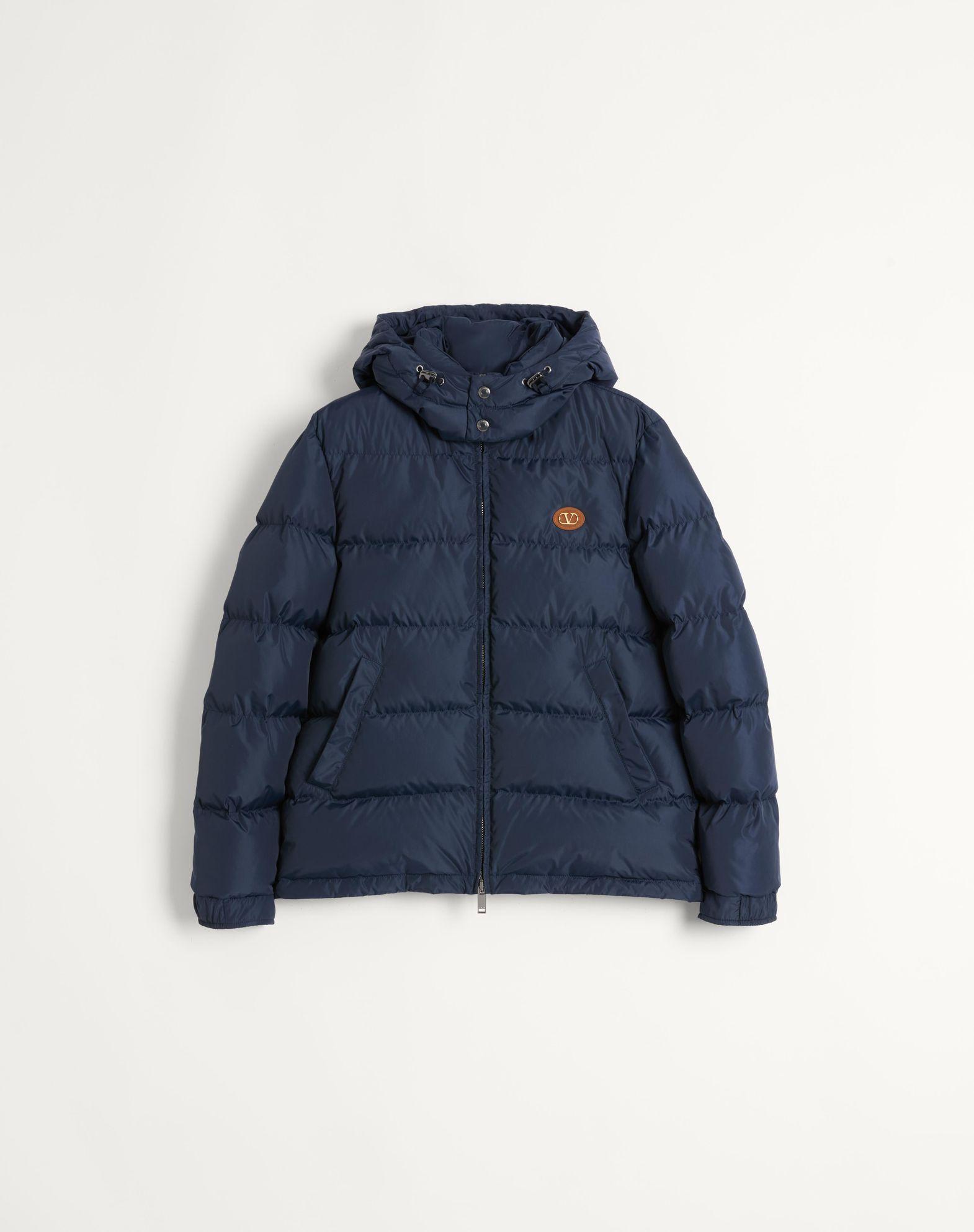 Nylon Hooded Down Jacket With Vlogo Patch Product Image