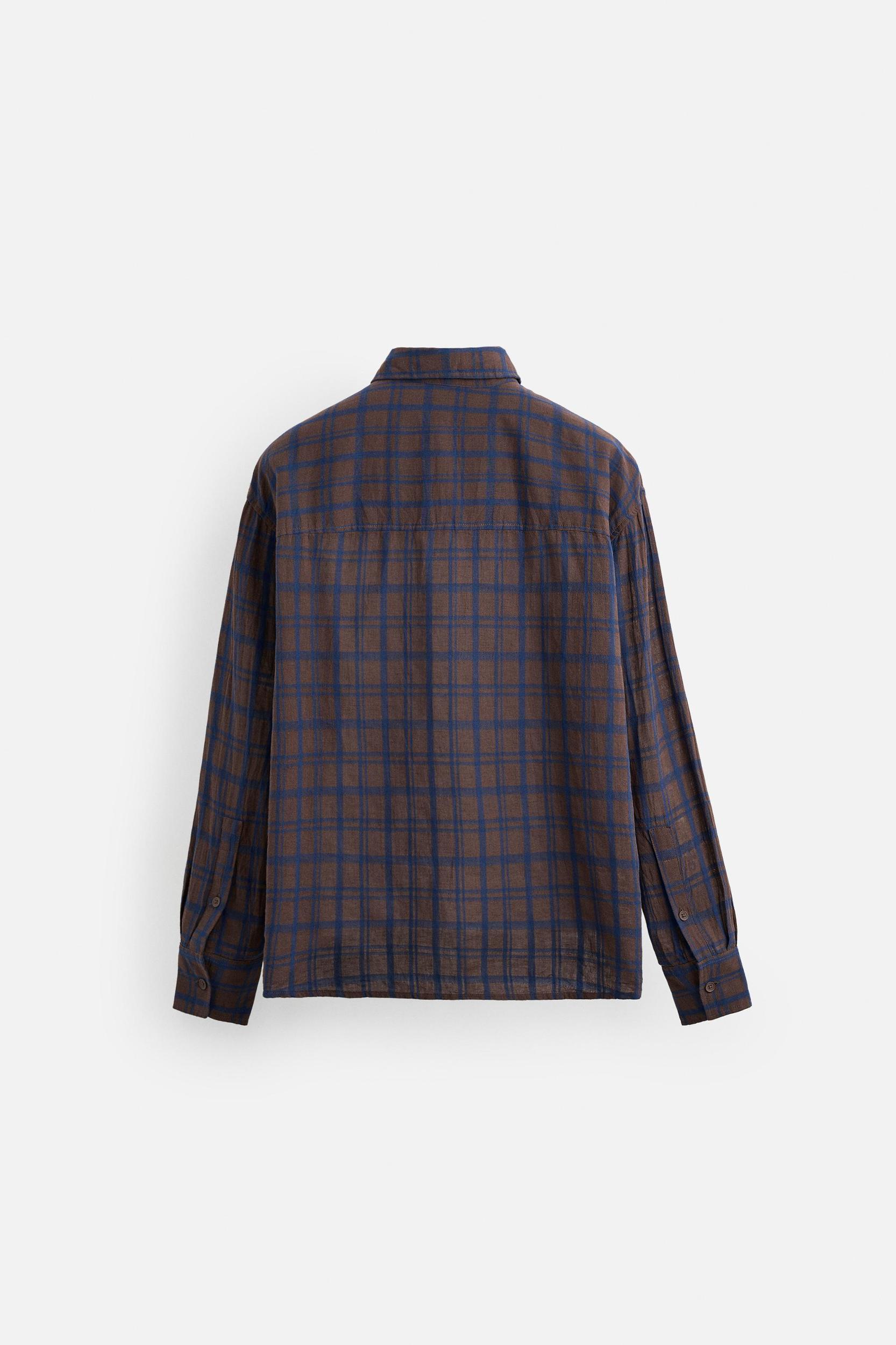 COTTON - LINEN PLAID SHIRT Product Image