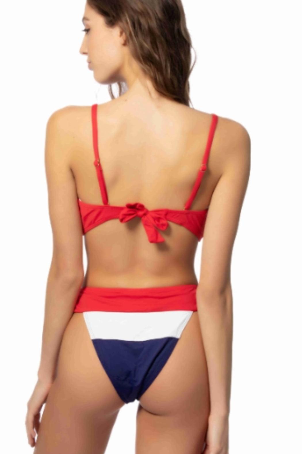 Red/White/Navy Color Block Bikini Set Product Image