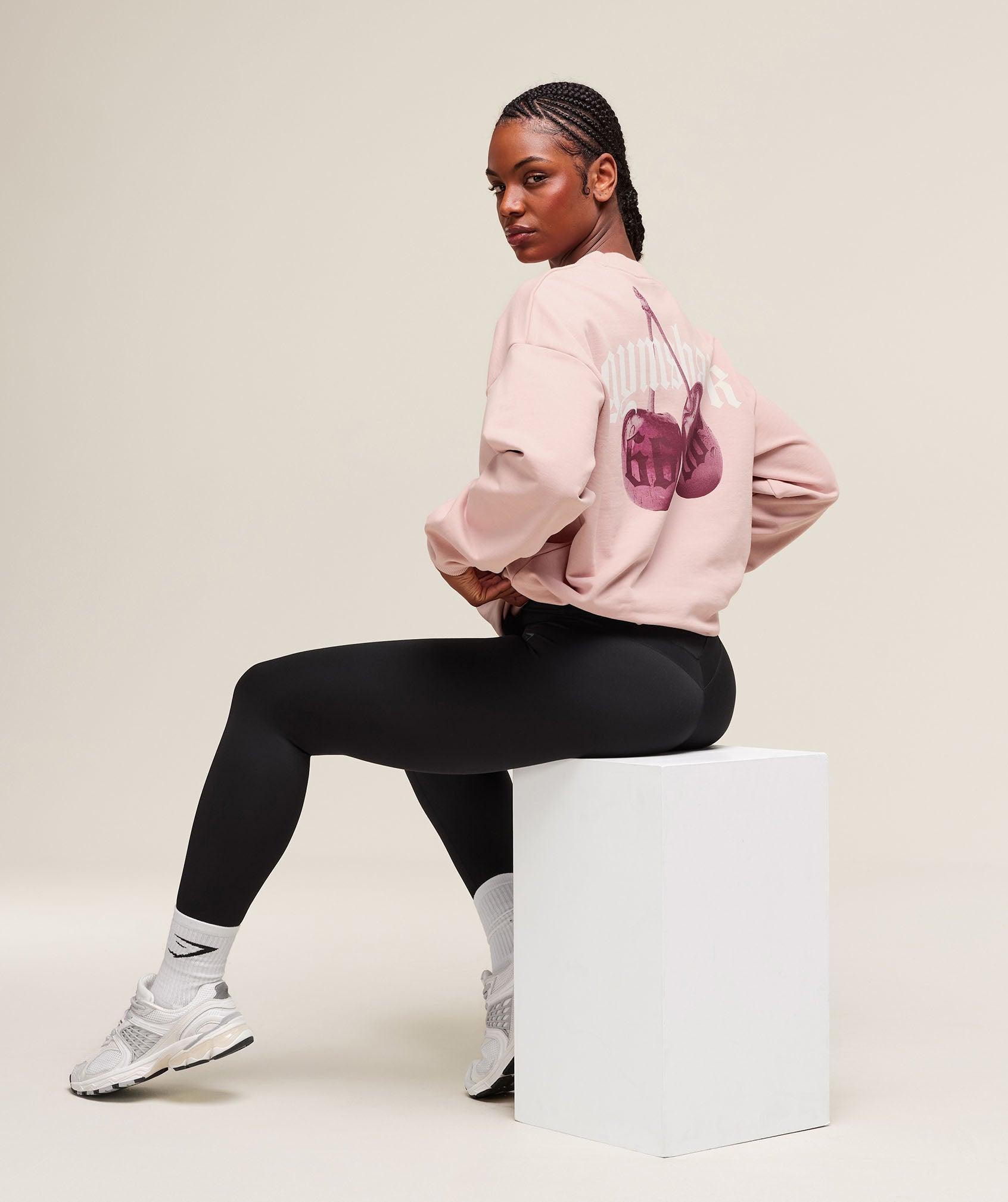 Gymshark Cherry Graphic Oversized Sweatshirt - Lift Pink Female Product Image