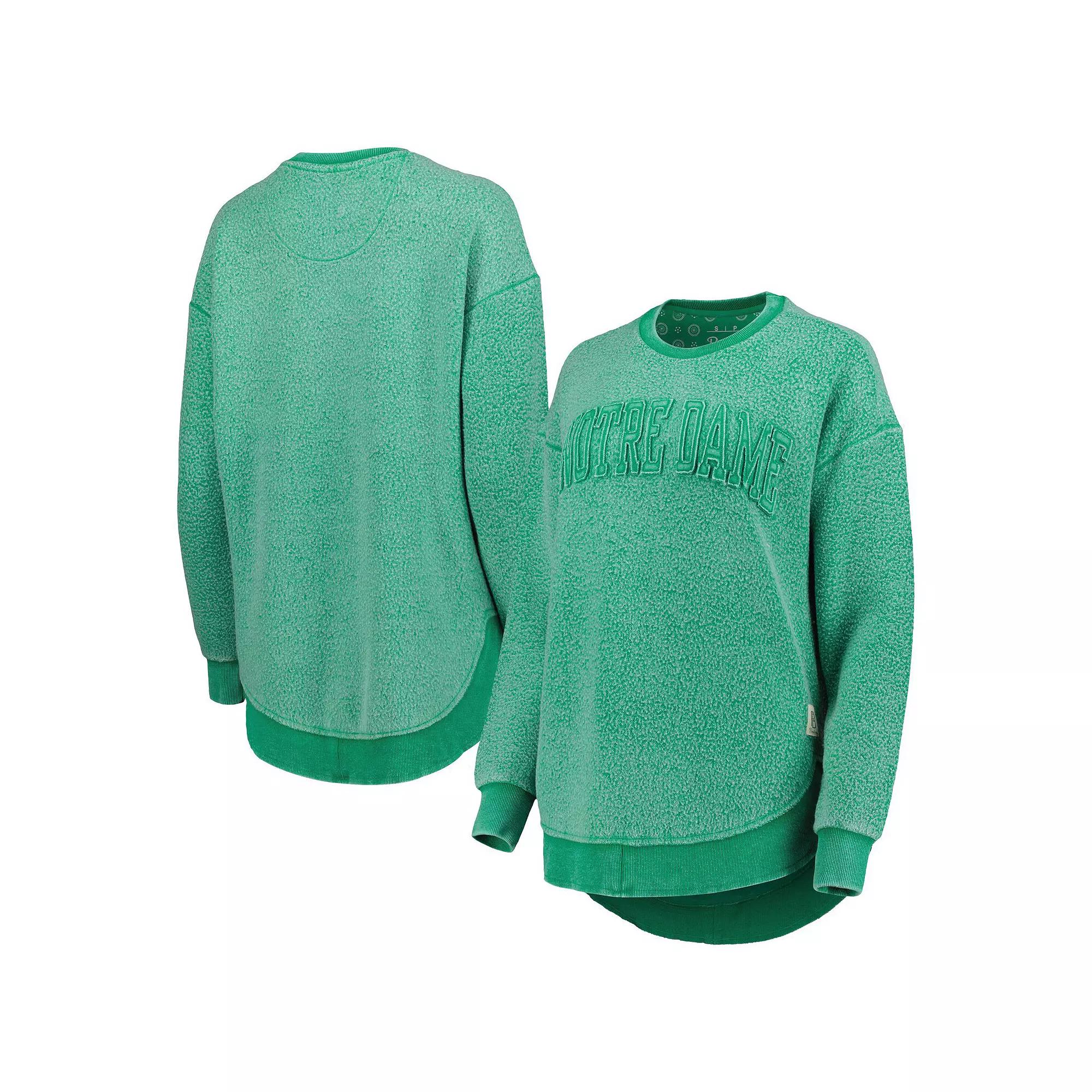 Women's Pressbox Green Notre Dame Fighting Irish Ponchoville Pullover Sweatshirt, Size: Small Product Image