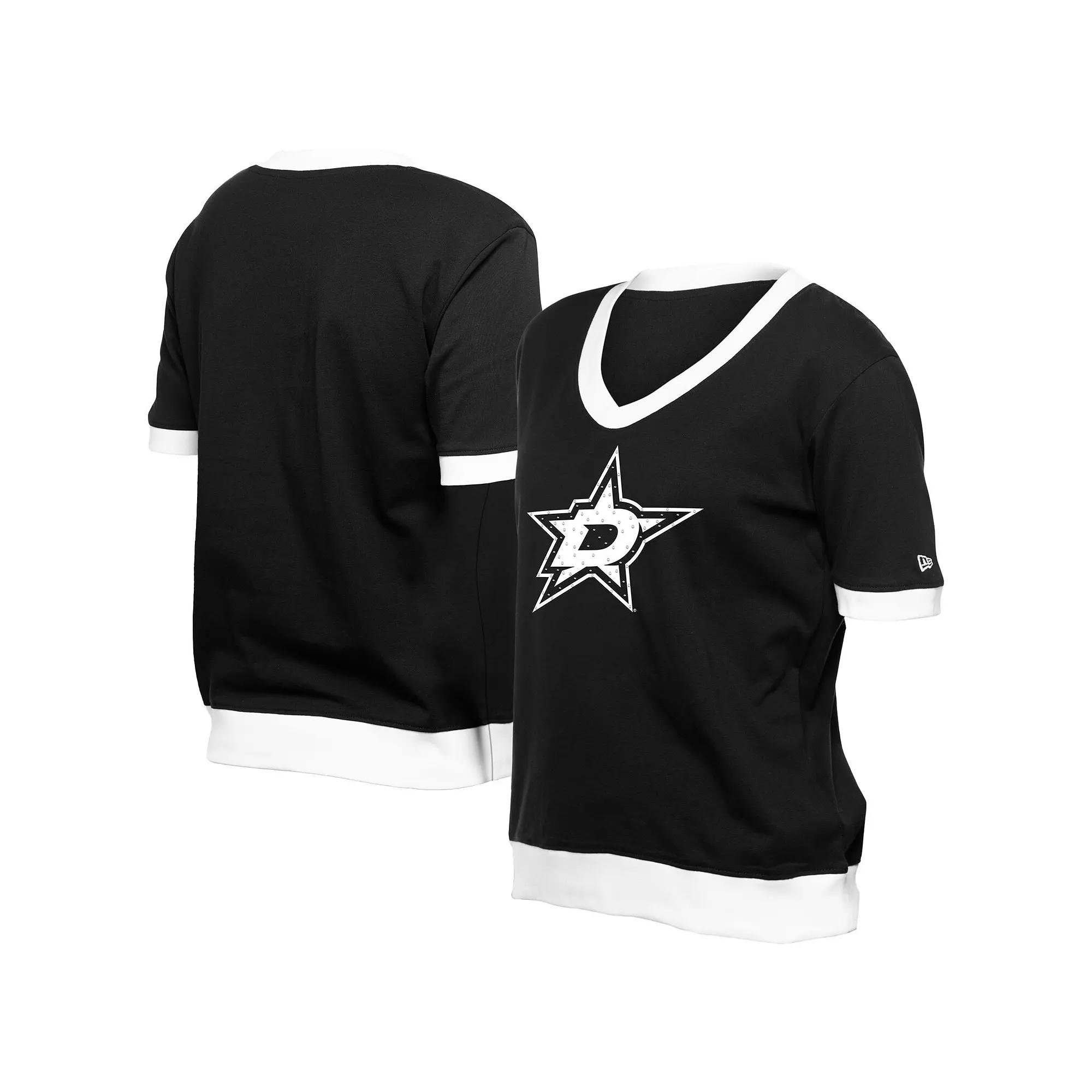 Women's New Era Black Dallas Stars Game Day Rhinestuds T-Shirt,  Product Image