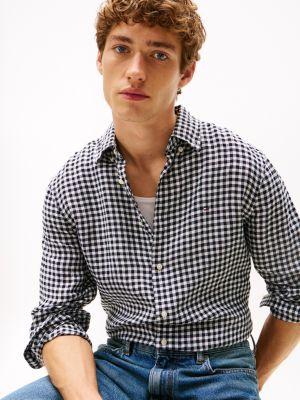 Regular Fit Gingham Linen Shirt Product Image