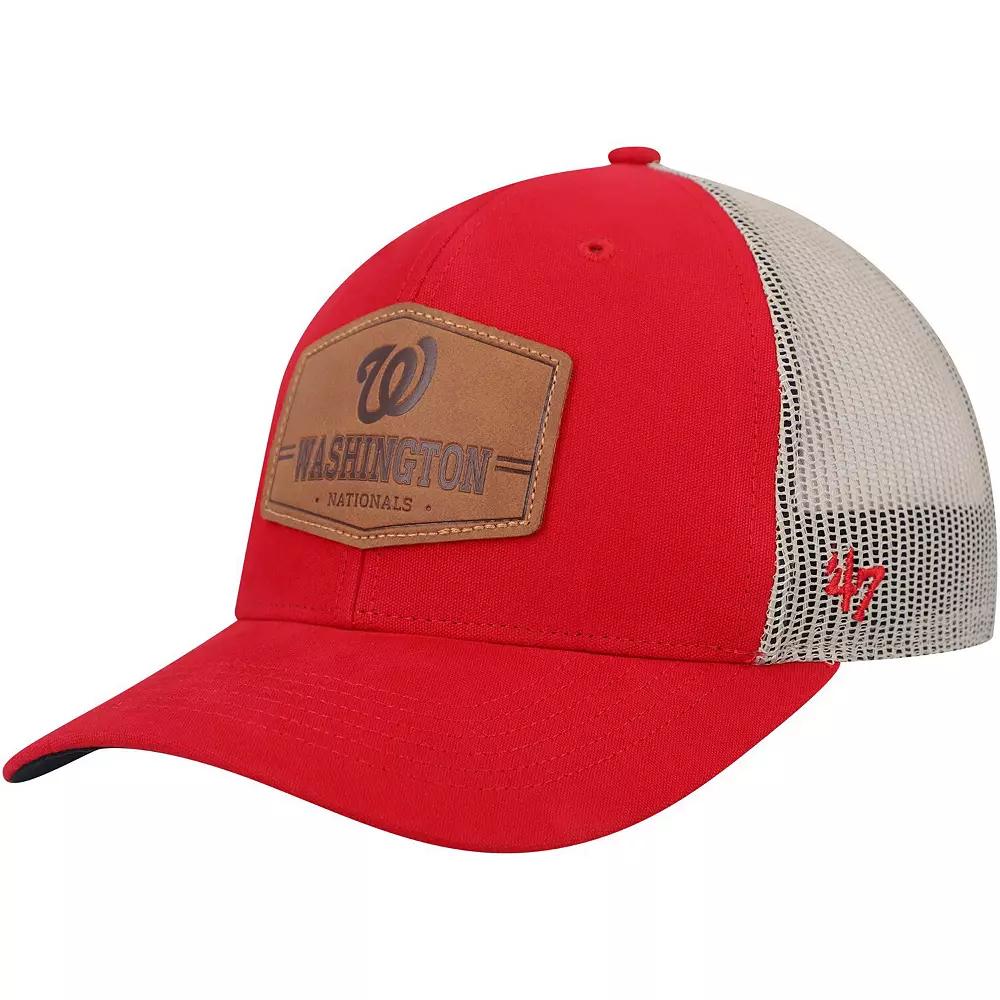Men's '47 Red/Natural Washington Nationals Rawhide Trucker Snapback Hat Product Image