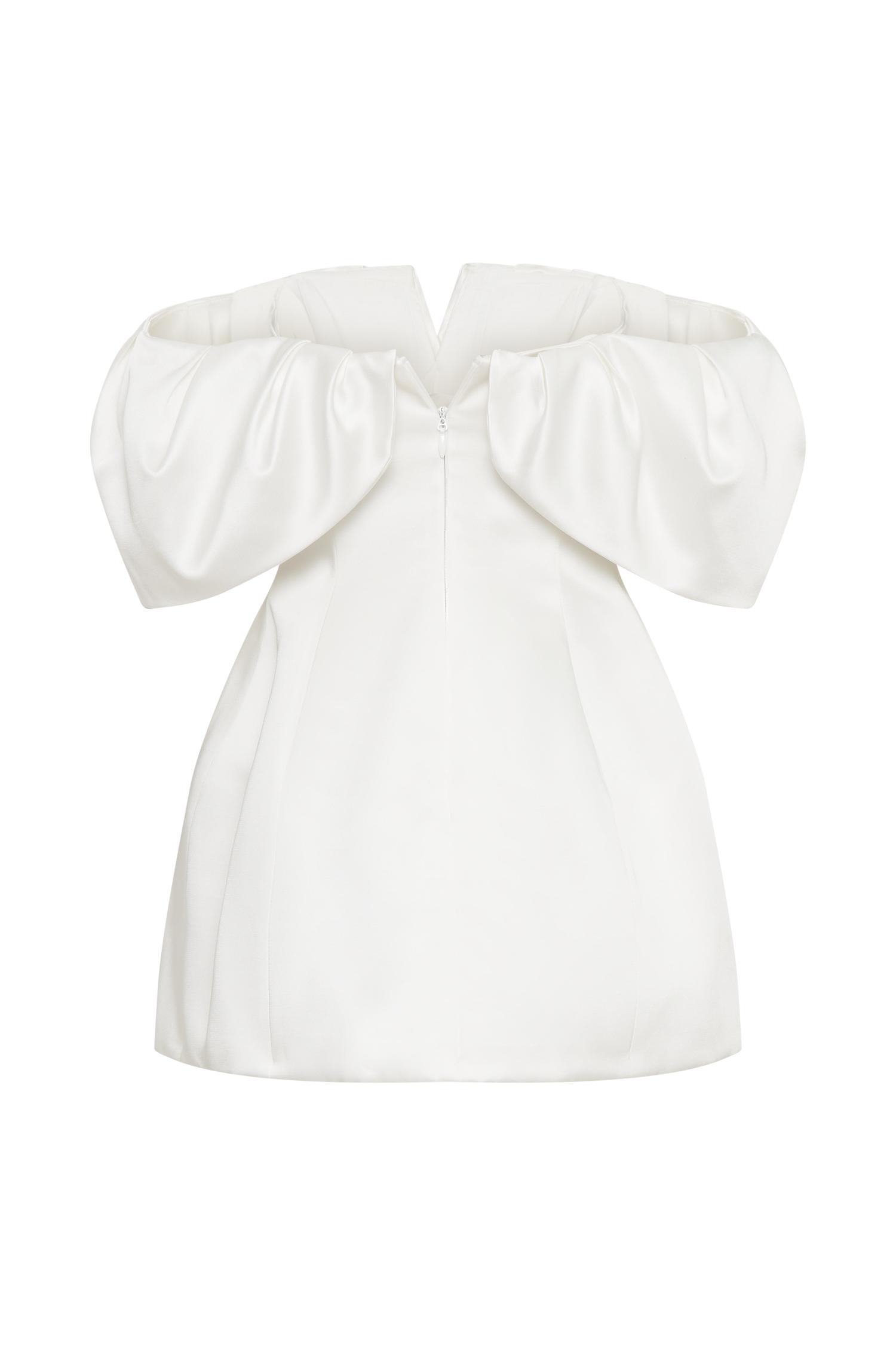Portia Off Shoulder Satin Corset Dress - White Product Image