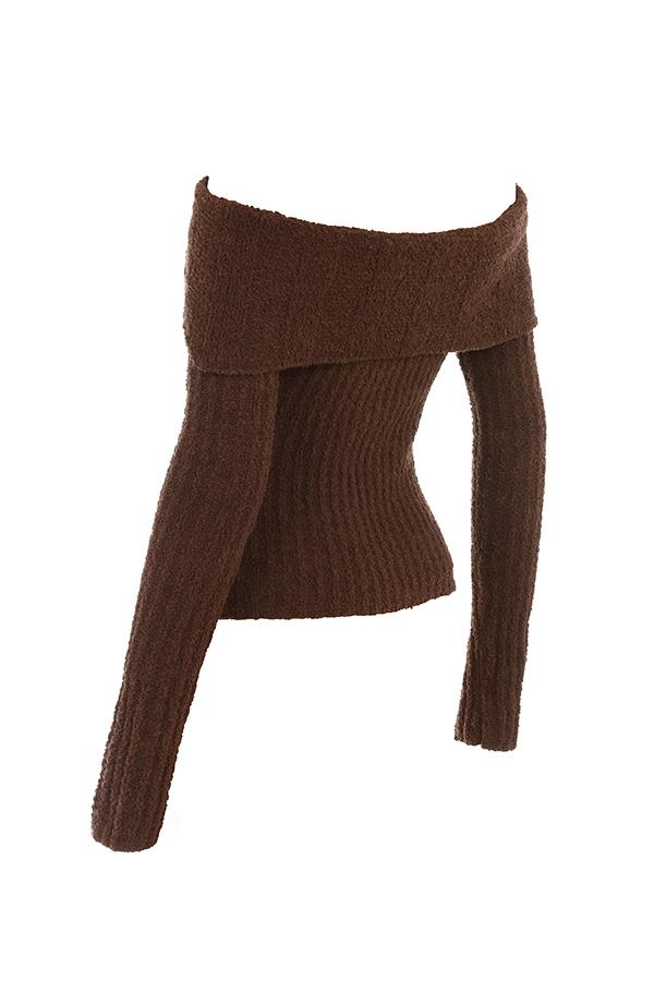 Saffron  chocolate soft boucle knit top - sale Product Image