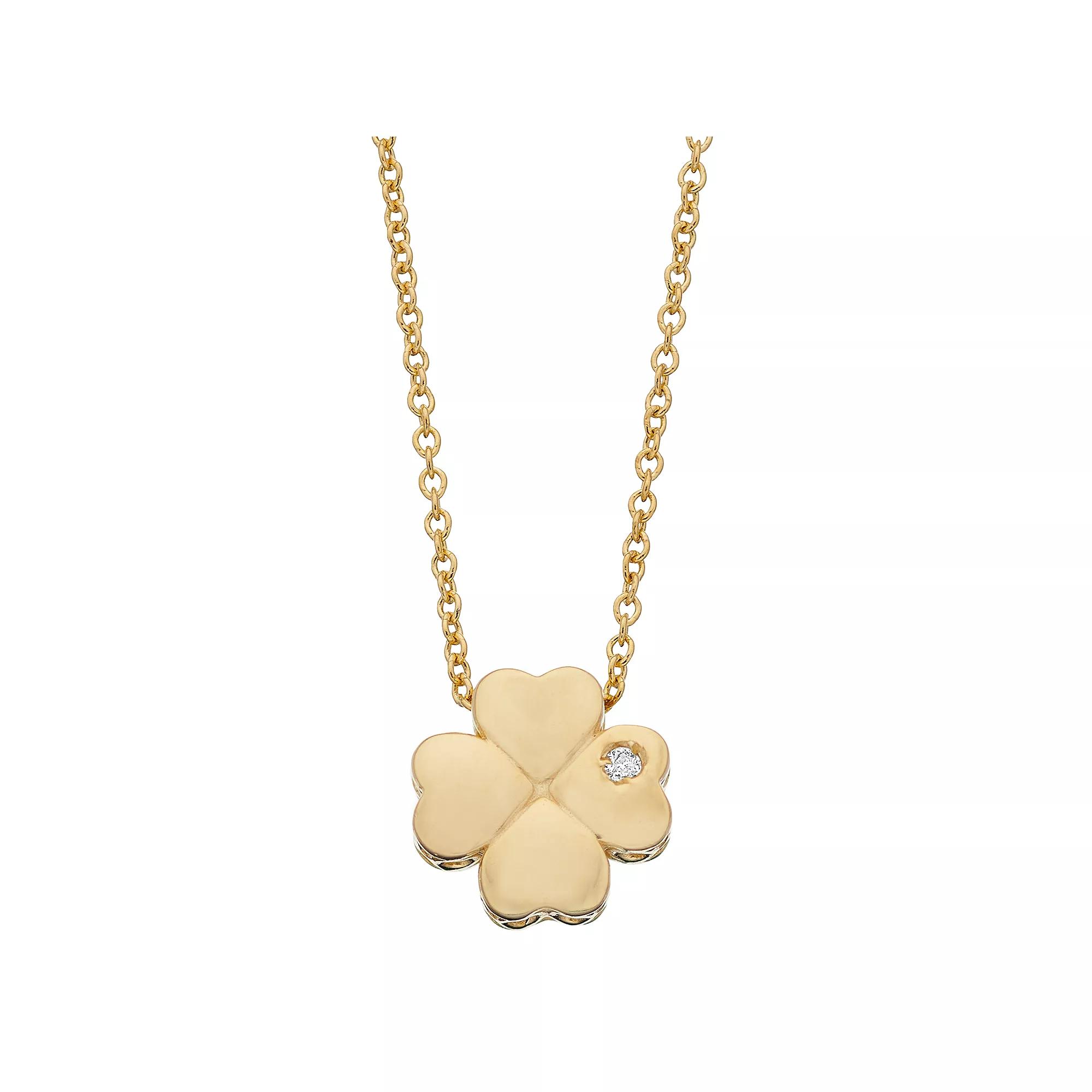 14k Gold Diamond Accent Clover Pendant Necklace, Women's, Size: 18" Product Image
