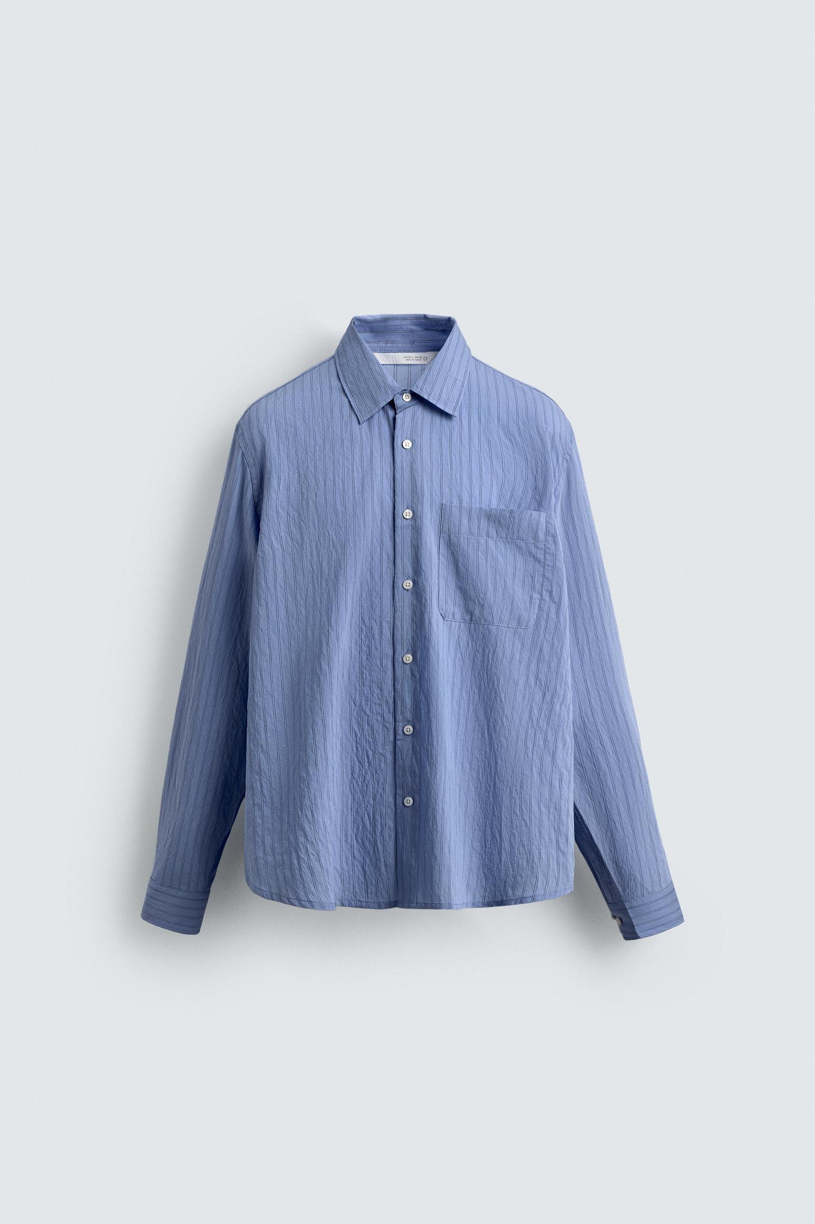 FLOWY SHIRT WITH WRINKLED STRIPE EFFECT Product Image