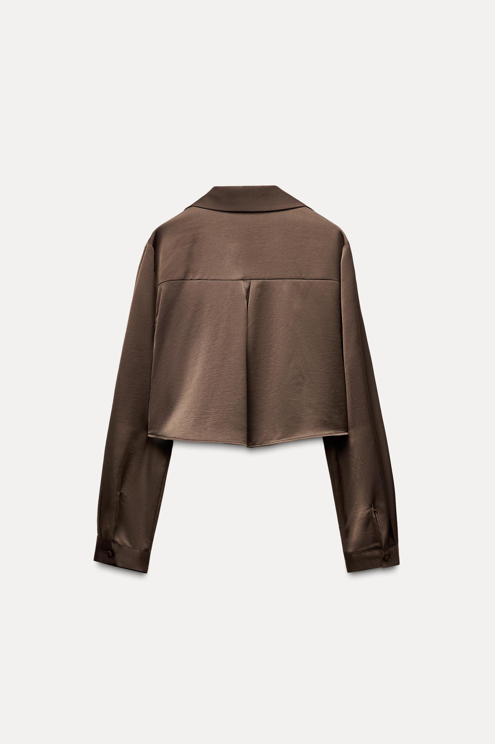 SATIN EFFECT CROPPED SHIRT Product Image