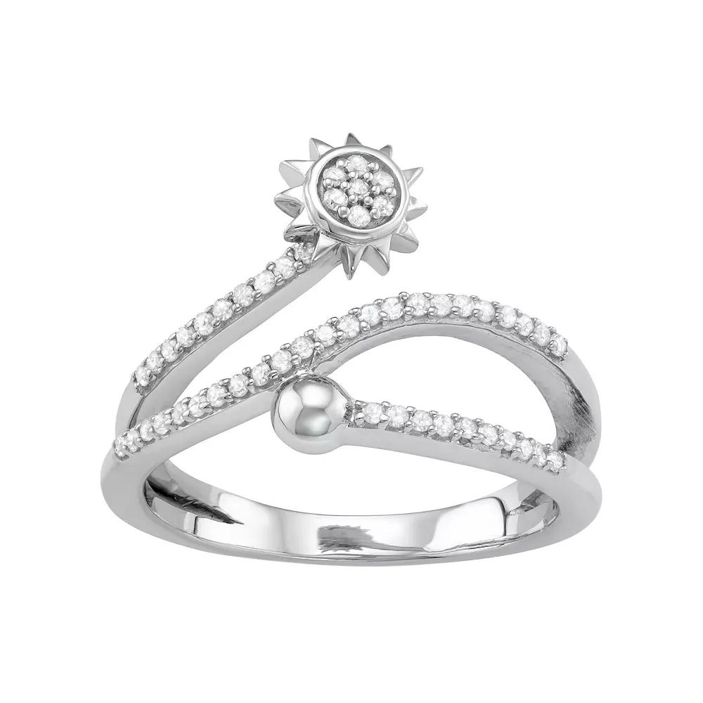 Jewelexcess Sterling Silver 1/4 Carat T.W. Diamond Sun Bypass Ring, Women's, Size: 8, Silver Tone Product Image
