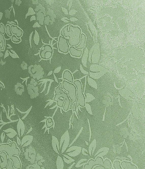 B. Darlin Floral Satin Jacquard Cowl Neck Spaghetti Strap Crisscross Back A-Line Dress Product Image