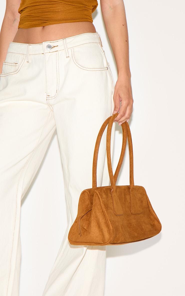 Tan Faux Suede Bowler Bag Product Image