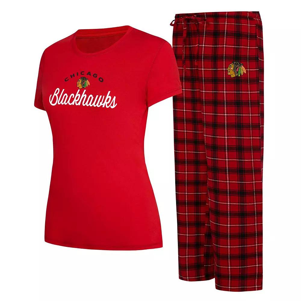 Women's Concepts Sport Red/Black Chicago Blackhawks Arctic T-Shirt & Pajama Pants Sleep Set,  Product Image