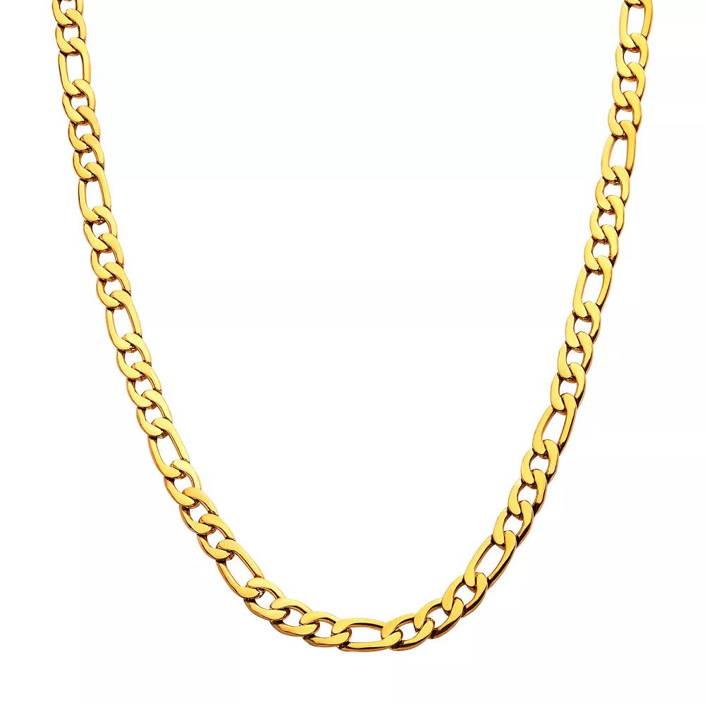 18k Gold Over Stainless Steel 6 mm Figaro Chain Necklace, Men's, Size: 26", Gold Tone 6mm Product Image