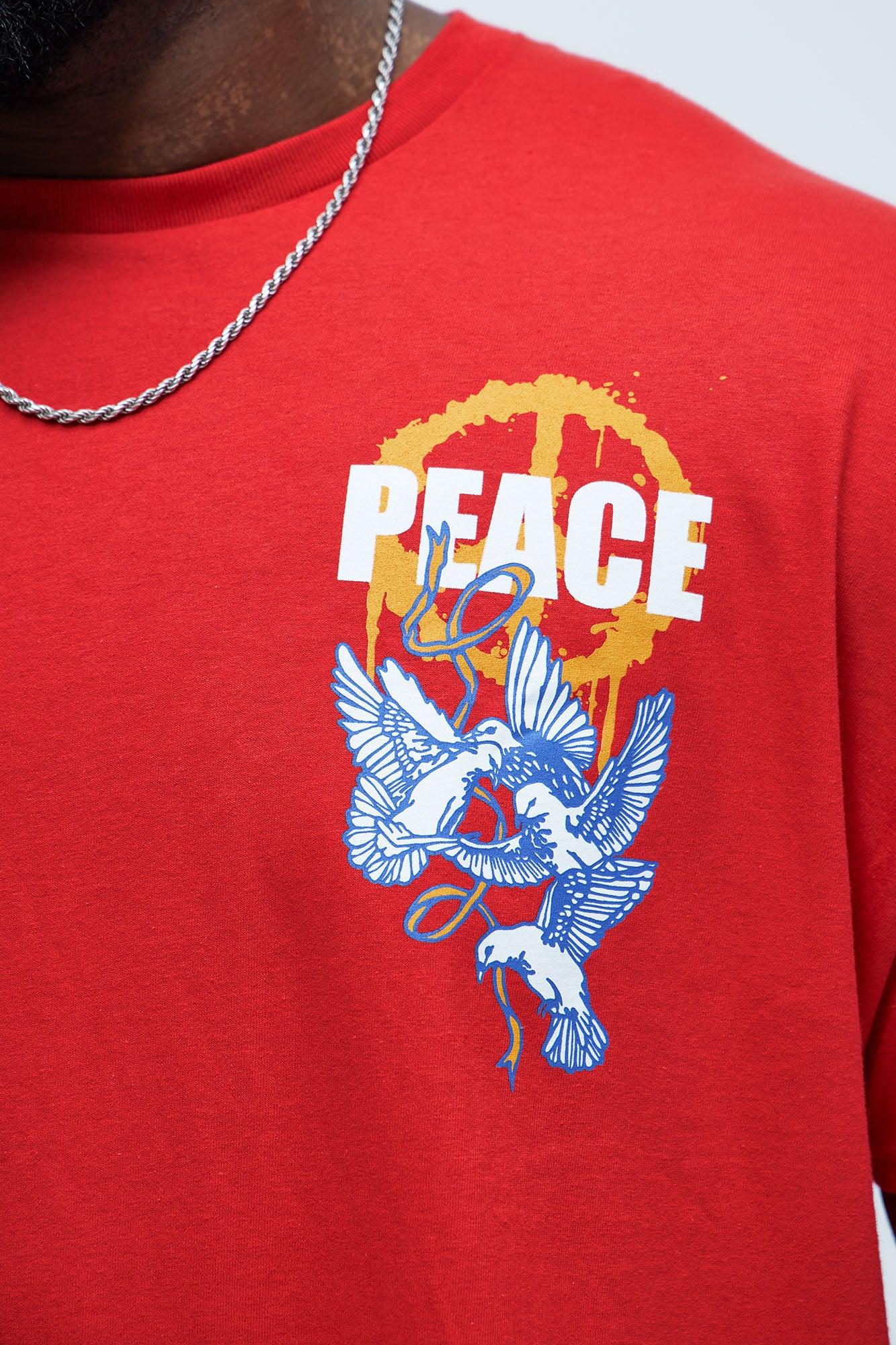 Peace Be With You Short Sleeve Tee - Red Product Image