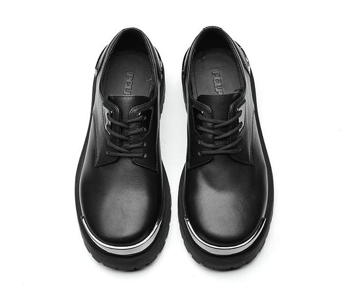 Faux Leather Metal Cap Platform Lace-Up Shoes Product Image