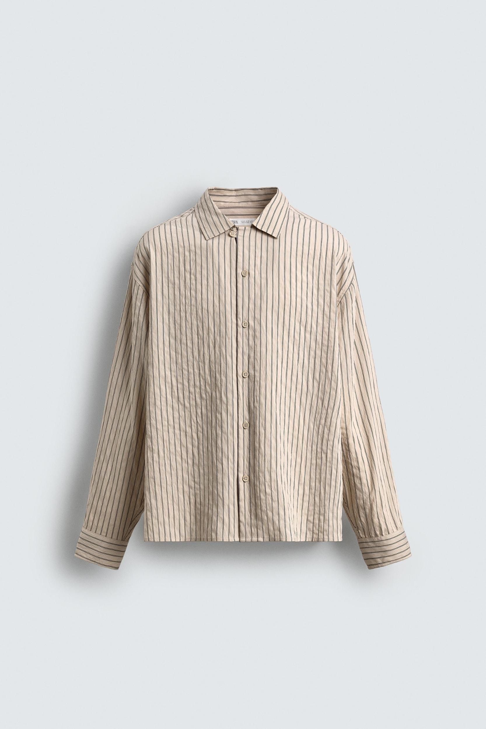 FLOWY WRINKLED EFFECT STRIPED SHIRT Product Image