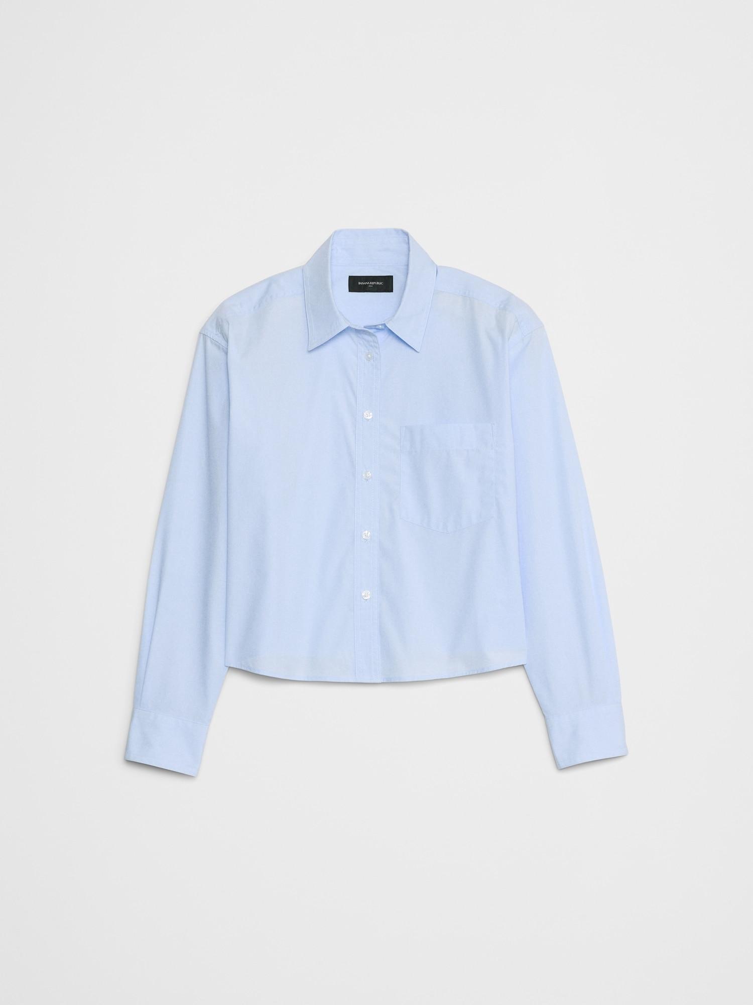 Linen-Blend Cropped Shirt Product Image