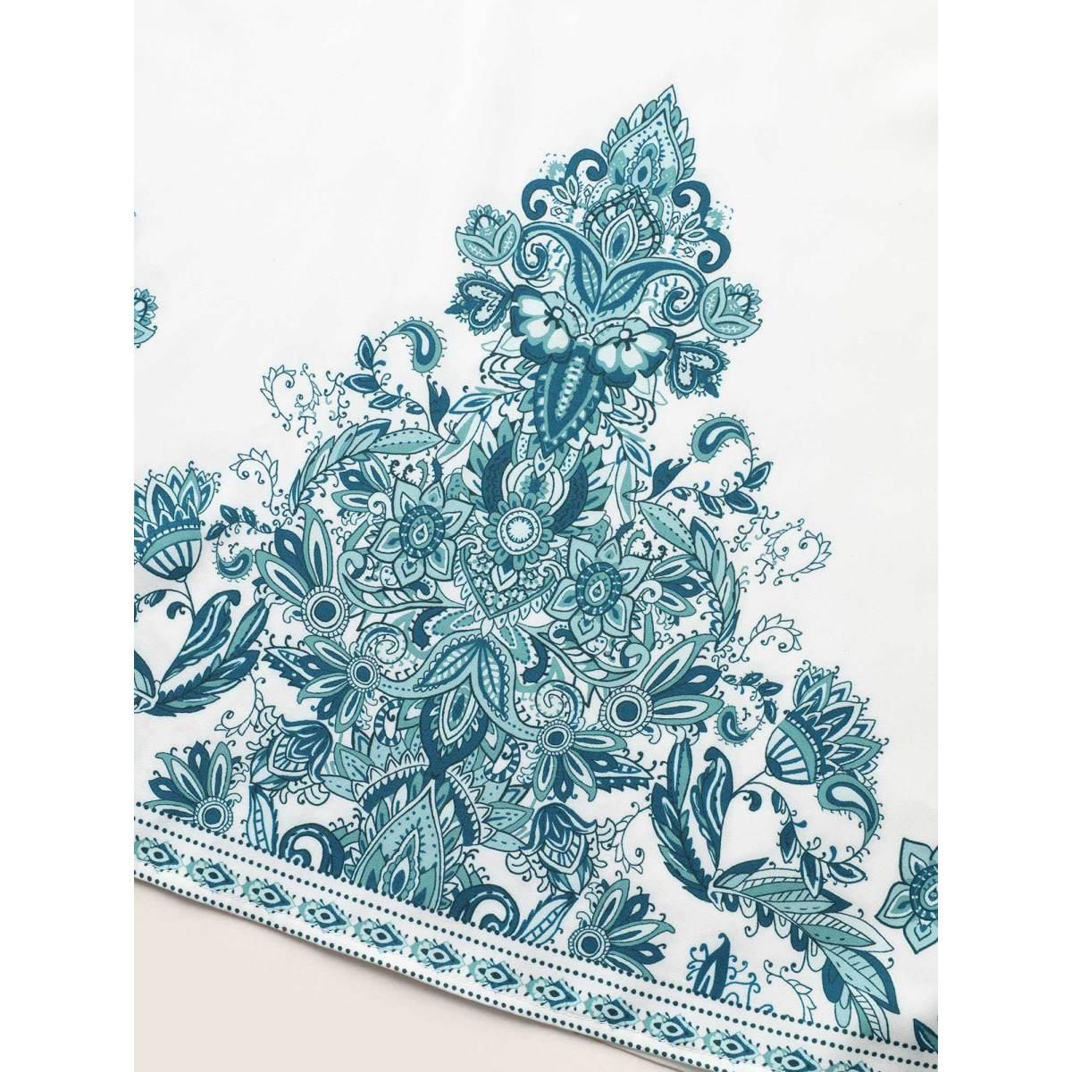 Plus Size Boho Print Round Neck Cut Out Tank Top Women White Resort Button Round Neck Vacation Tank Tops Camis BloomChic 26/4X Product Image