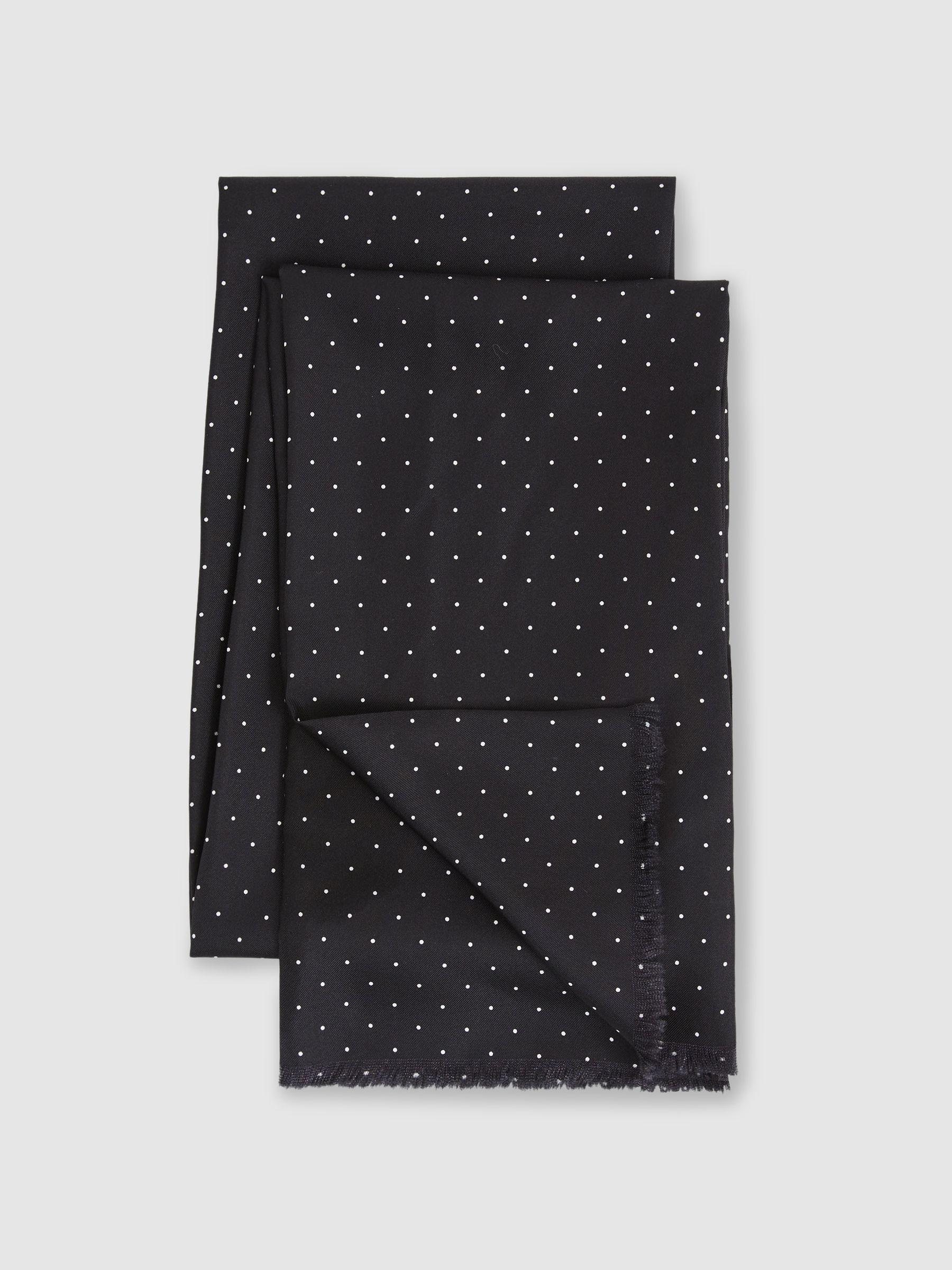 Silk Polka-Dot Dress Scarf in Black/White Product Image