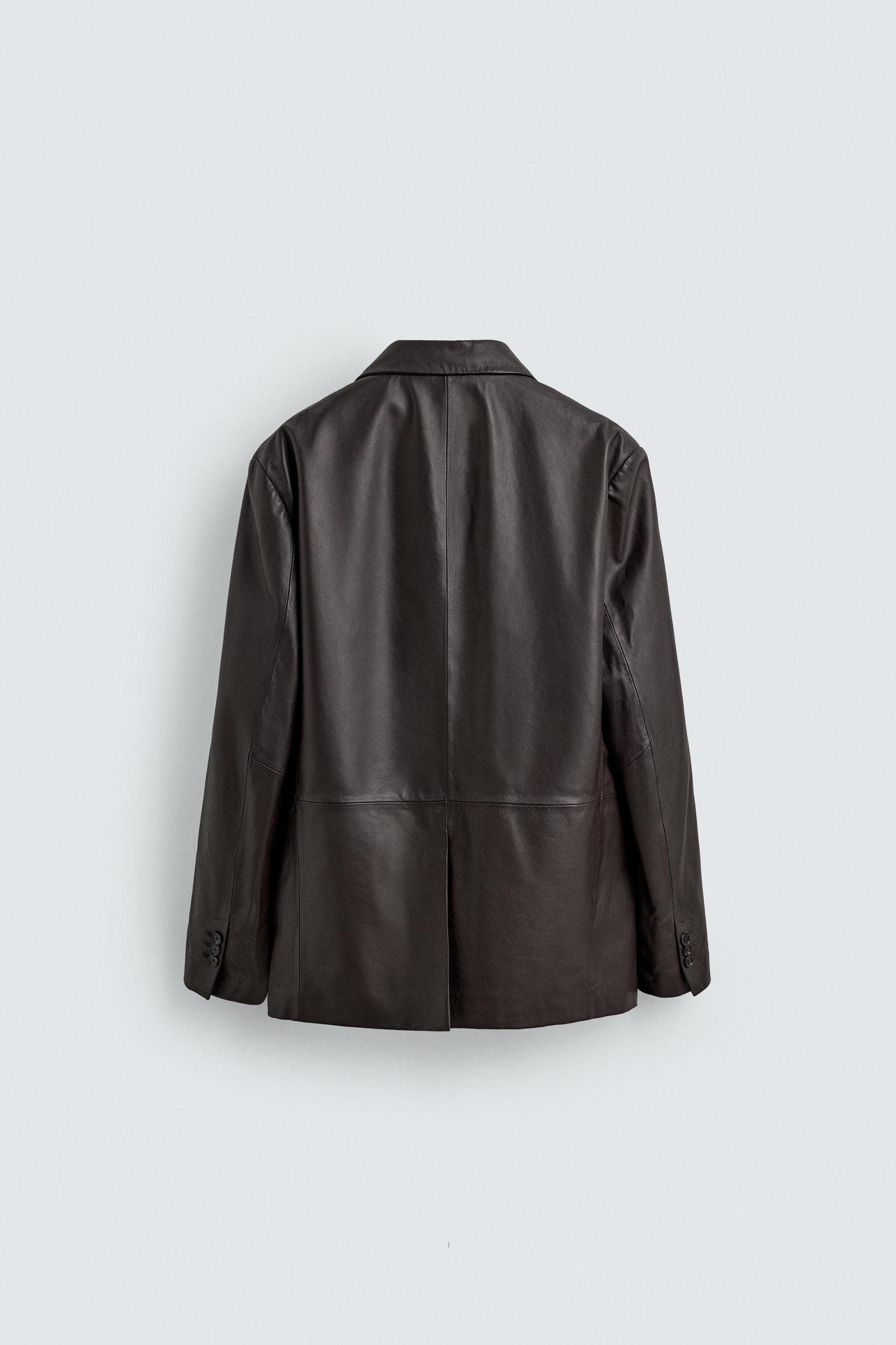 RELAXED FIT LEATHER BLAZER Product Image