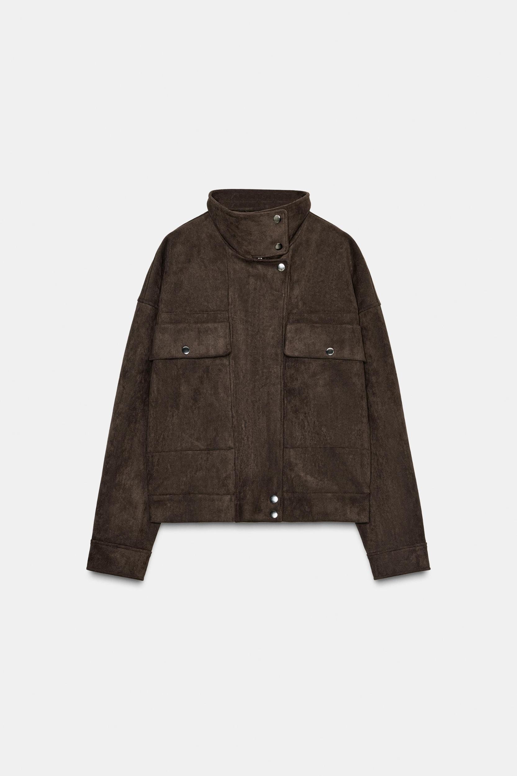 OVERSIZED FAUX SUEDE BOMBER JACKET Product Image