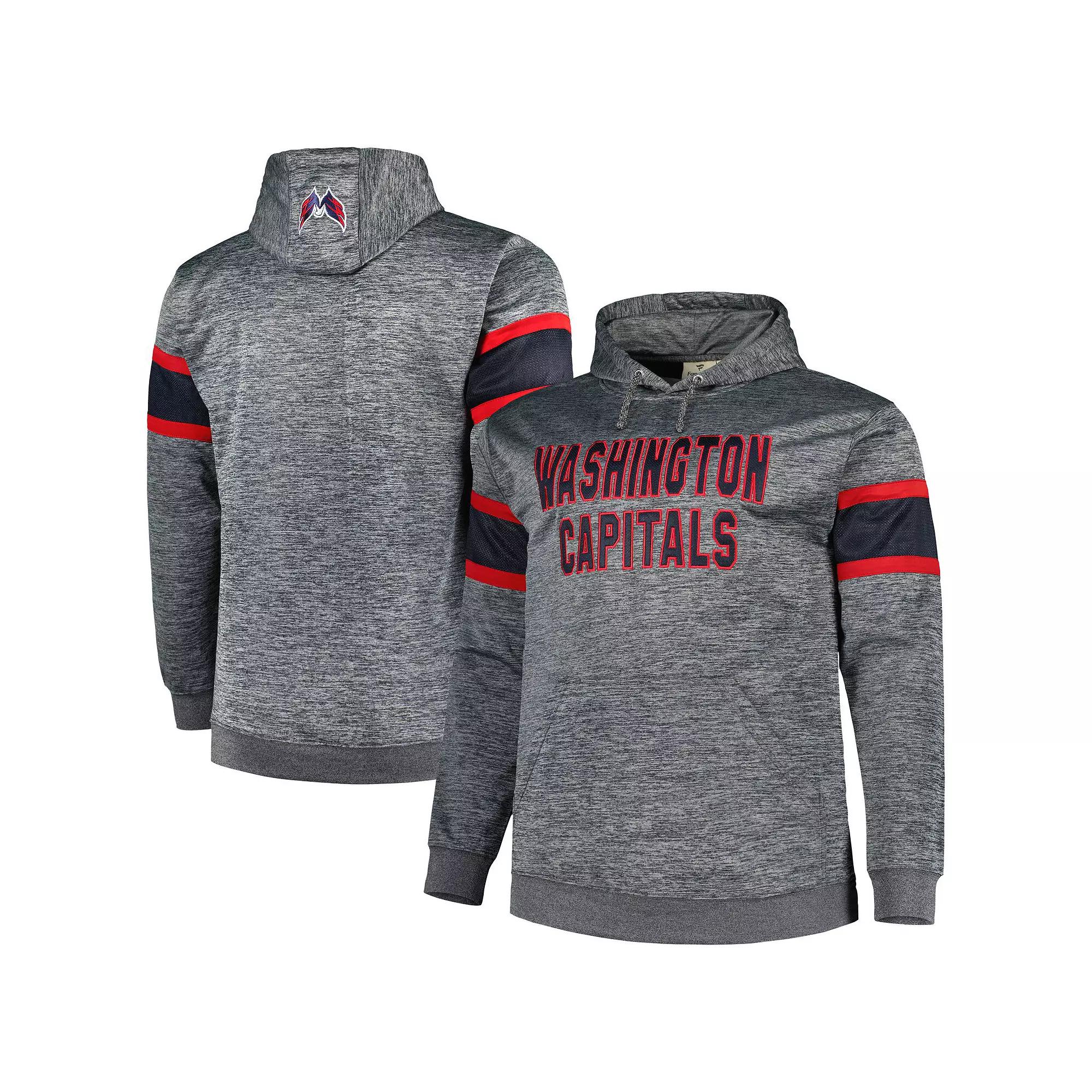 Men's Heather Charcoal Washington Capitals Big & Tall Stripe Pullover Hoodie,  Product Image