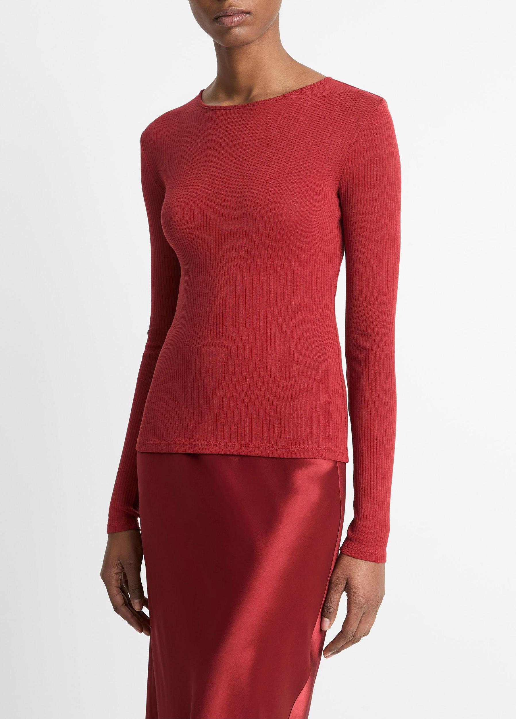 Ribbed Pima Cotton Long-Sleeve T-Shirt Product Image