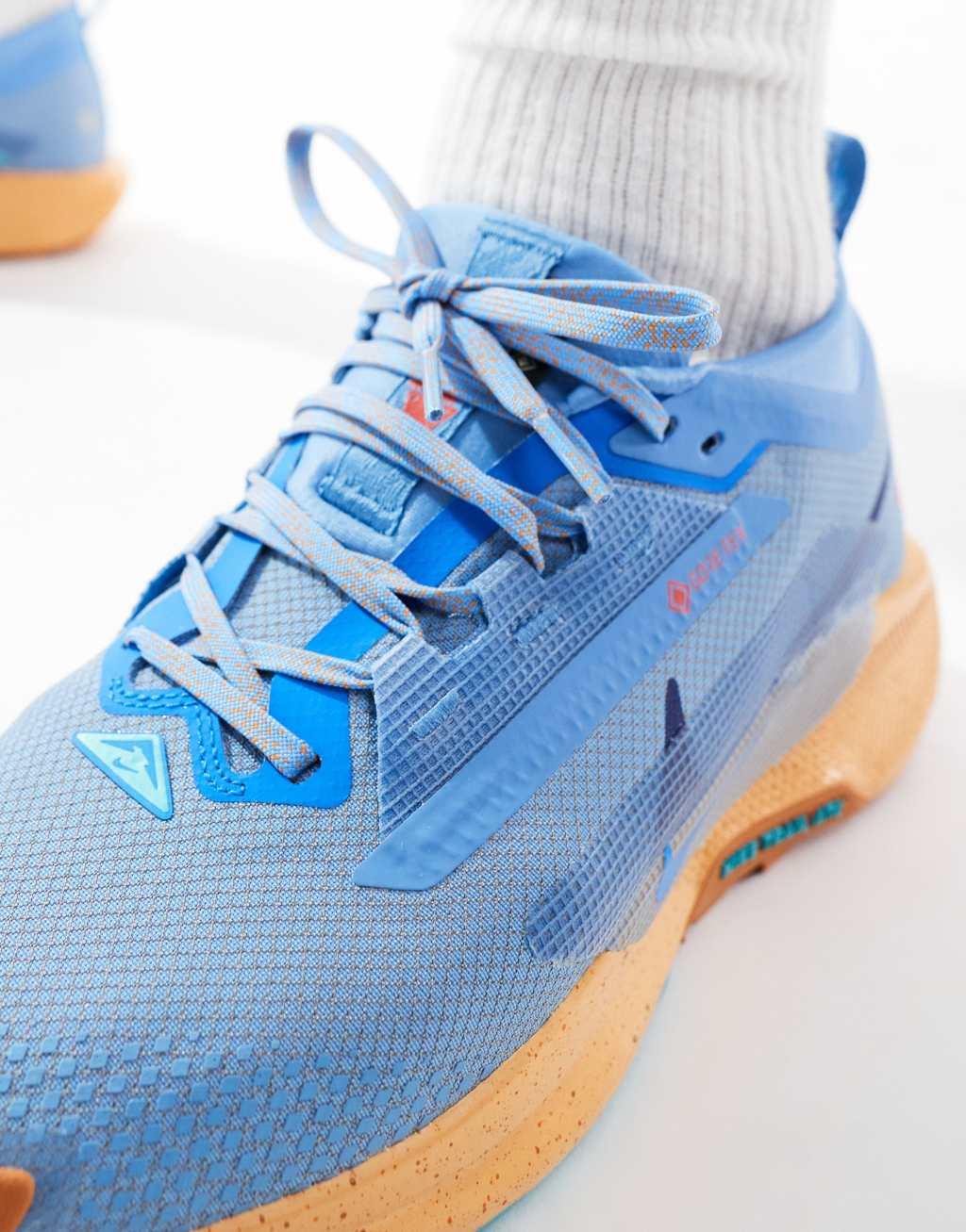 Nike Running Pegasus Trail 5 Gore-Tex sneakers in light blue and orange Product Image