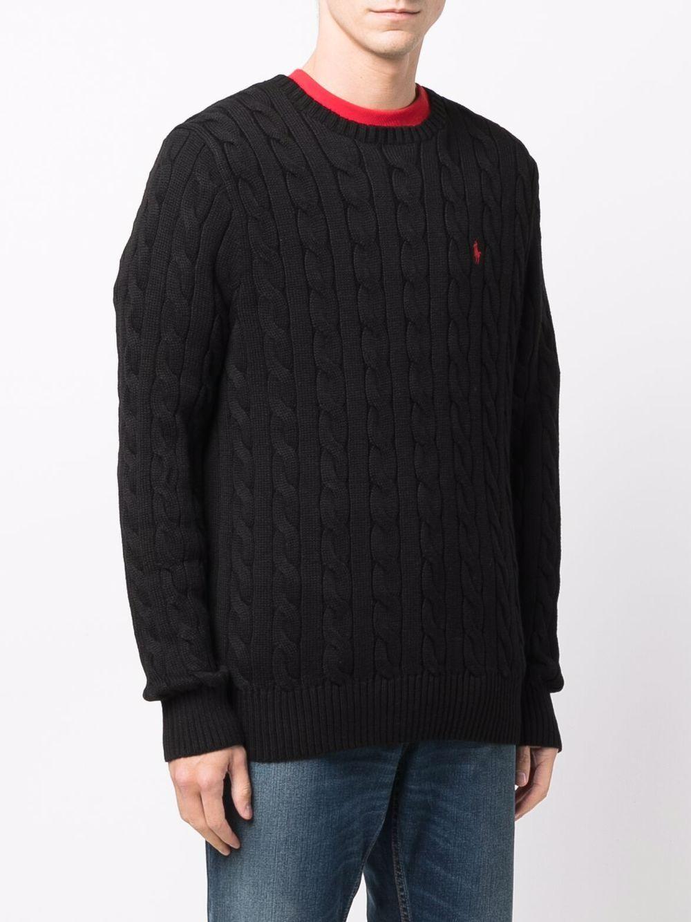 logo-embroidered cable-knit jumper Product Image