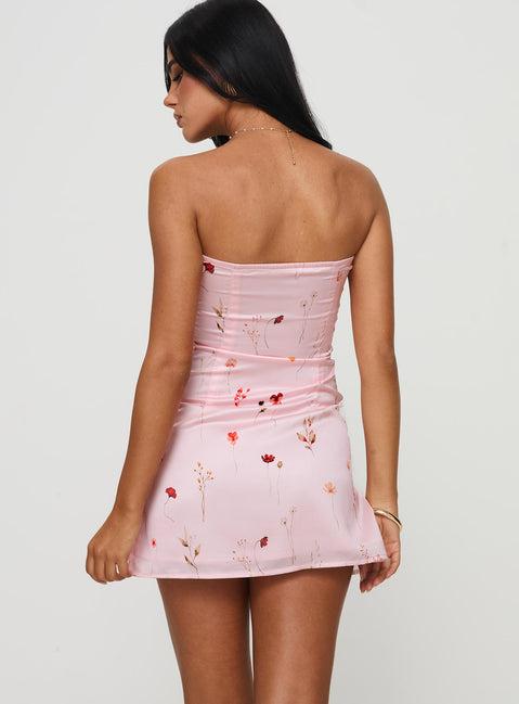 Irena Strapless Mini Dress Pink Floral Product Image