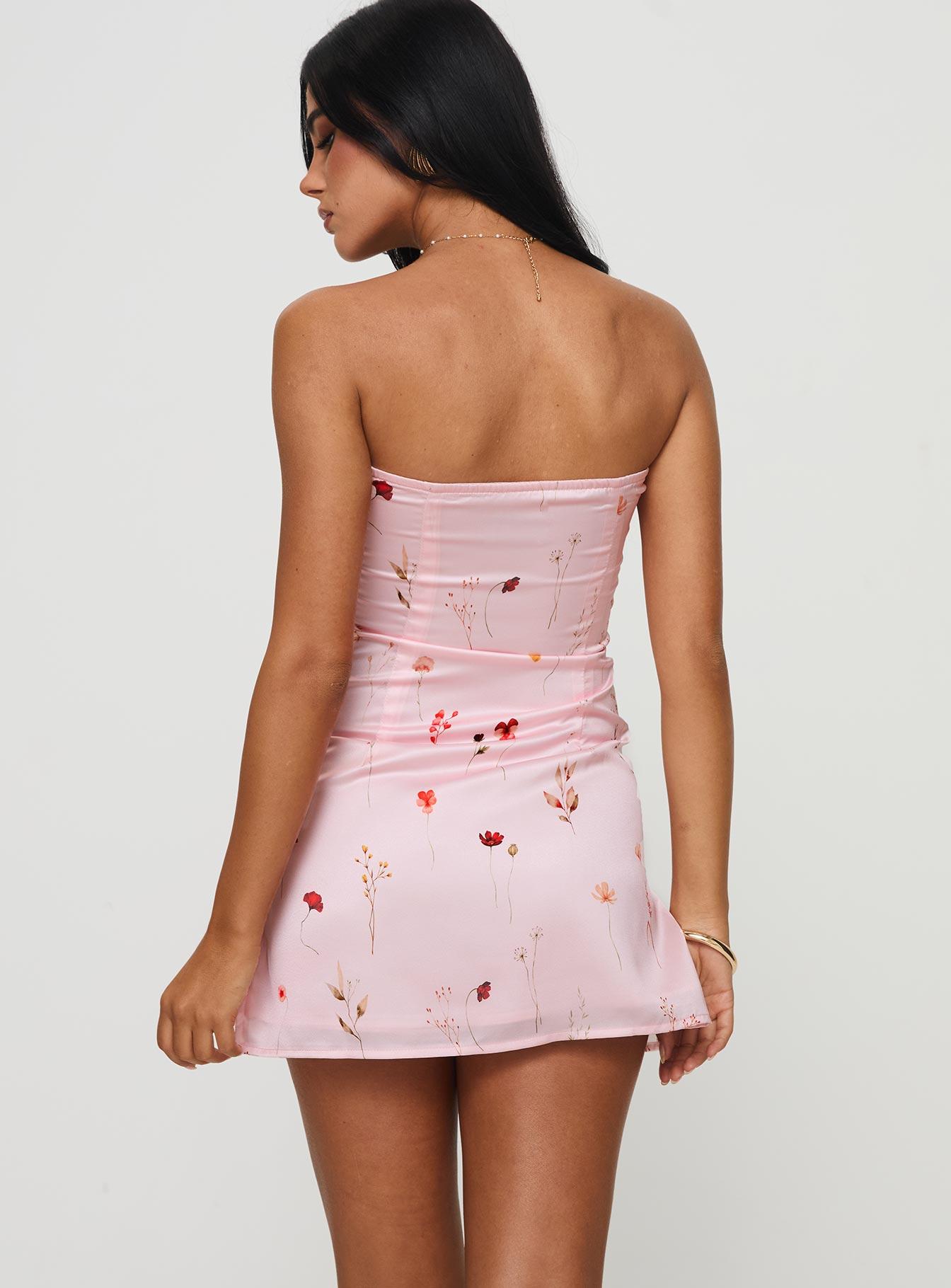 Irena Strapless Mini Dress Pink Floral Product Image