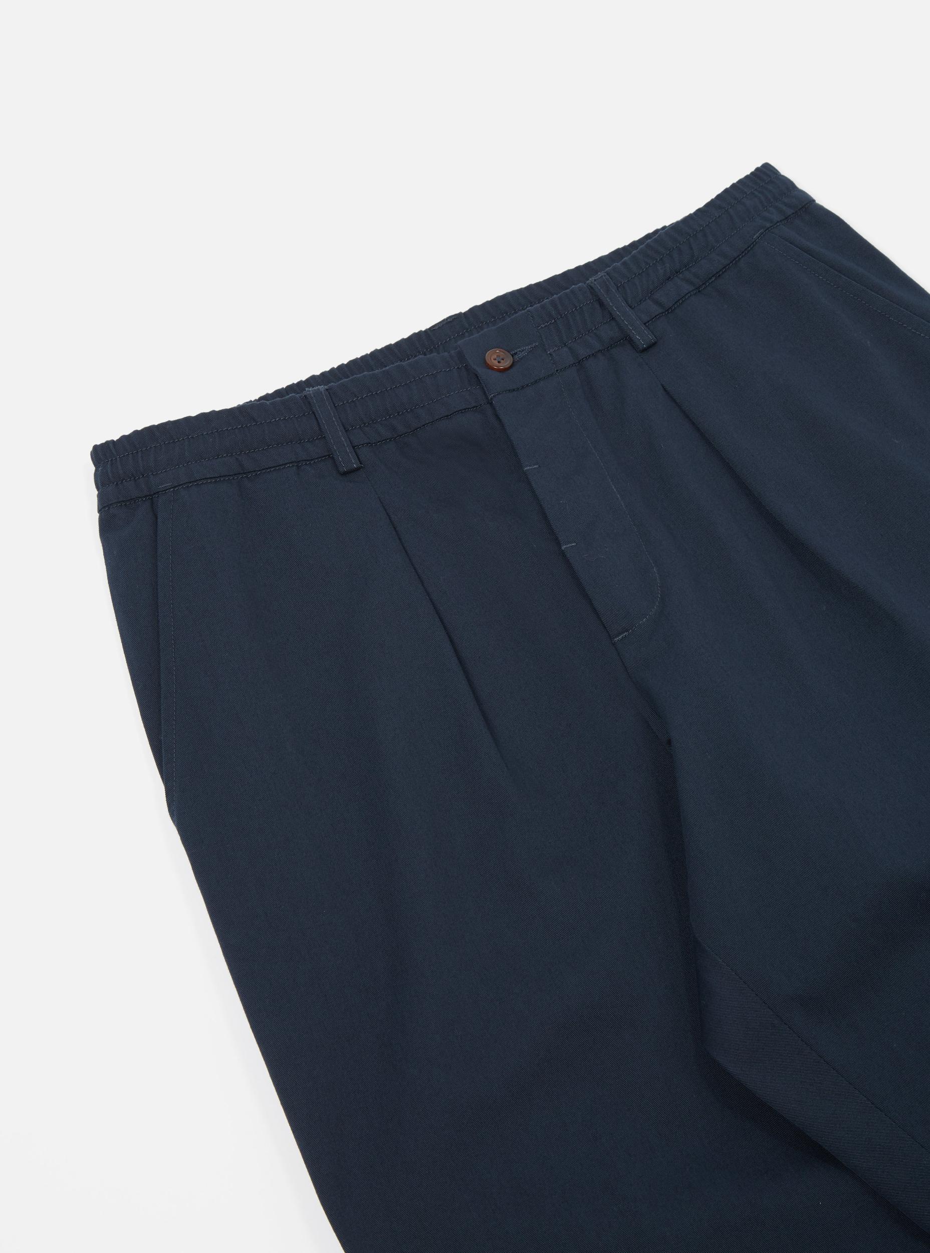Navy Twill Pleated Track Pant Product Image