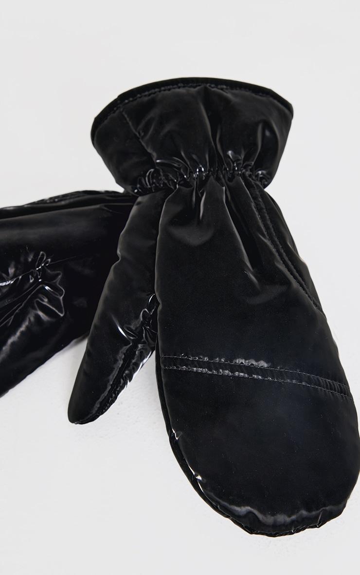 Black Shiny Nylon Mittens Product Image
