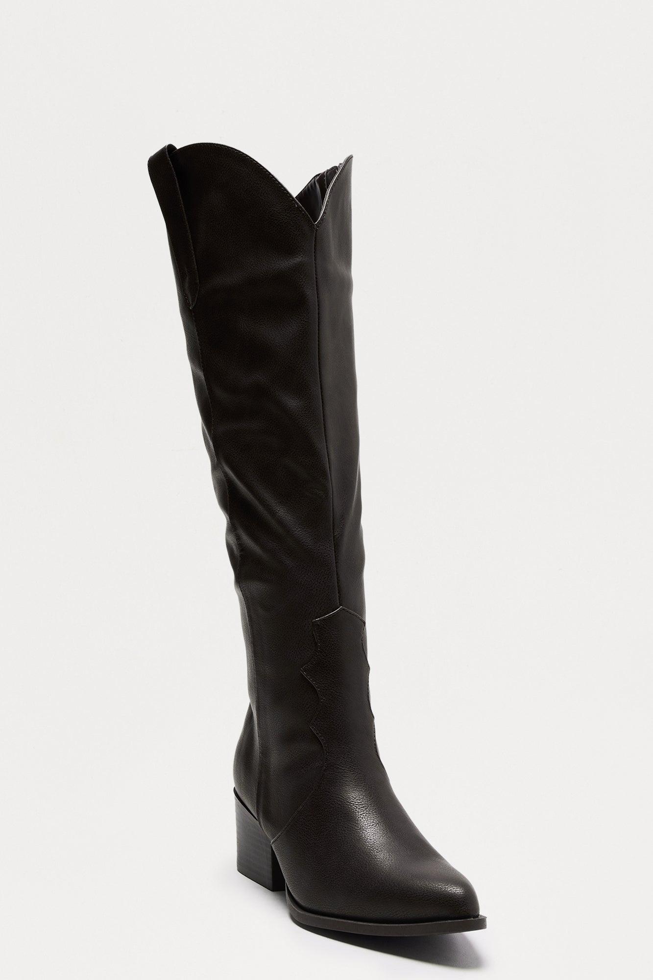 Camper Knee High Cowboy Boots - Black Product Image