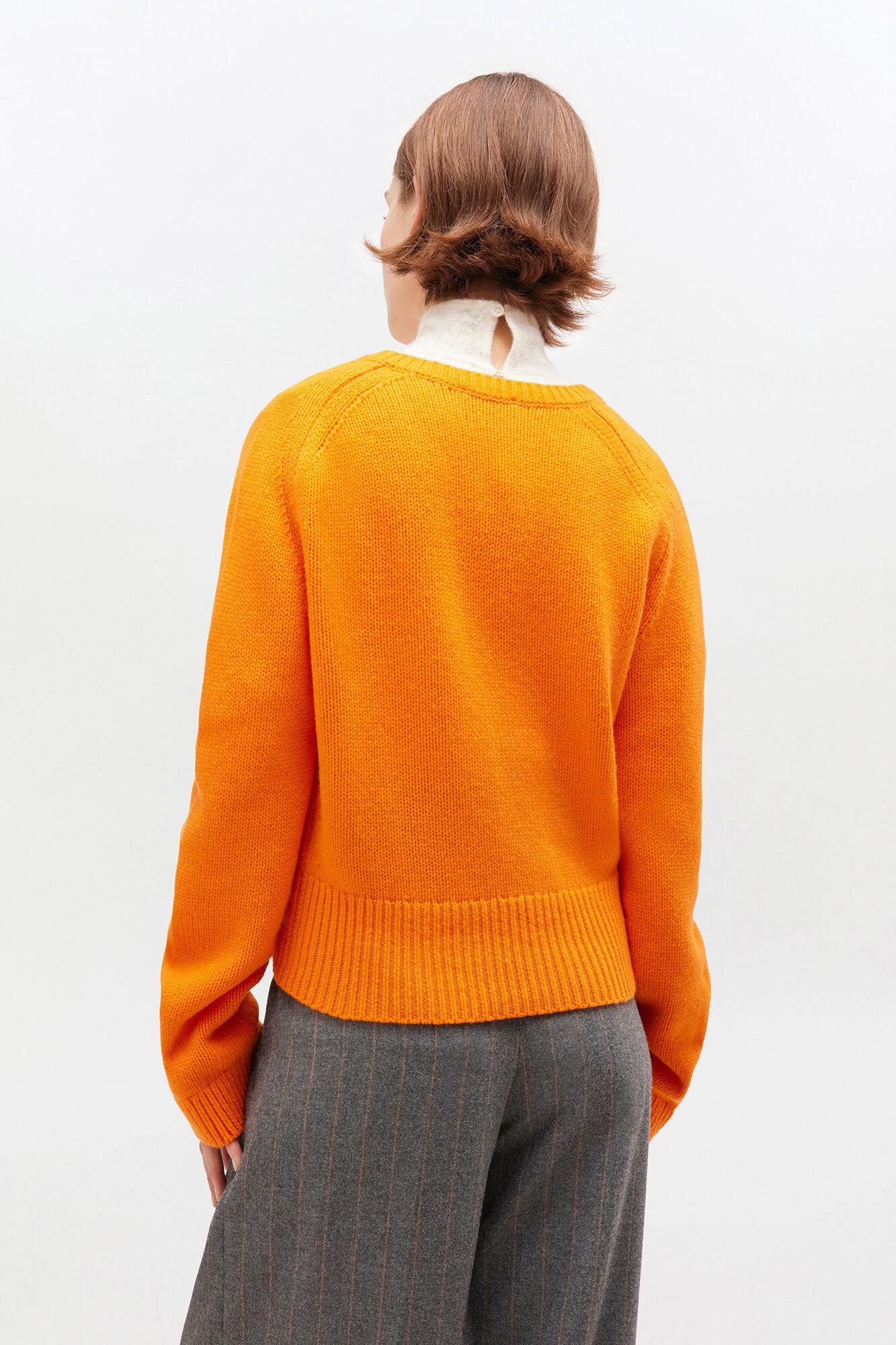 Orange V-neck Sweater Product Image