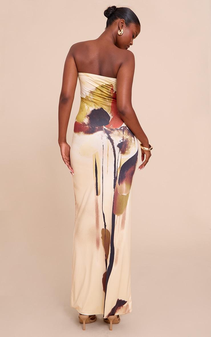 Cream Printed Bandeau Maxi Dress Product Image