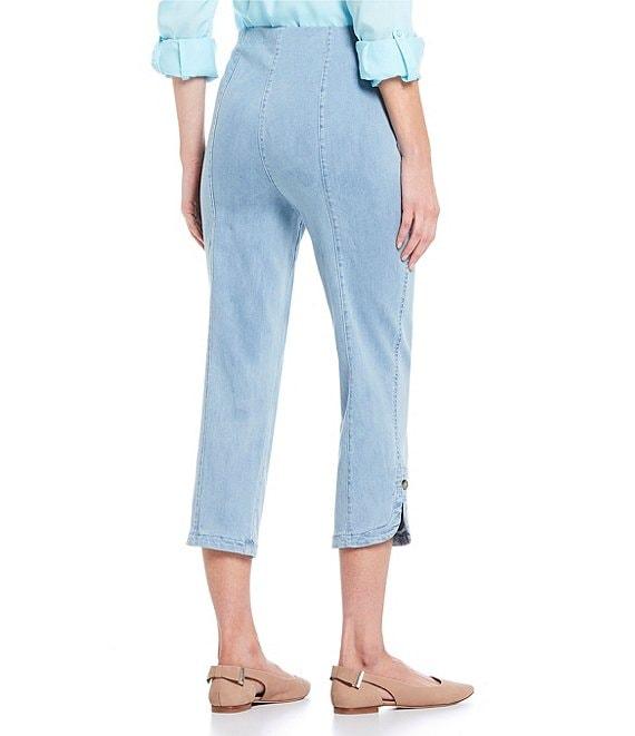 Intro Pull-On Curved Hem Elastic Waist Mid Rise Capri Pants Product Image