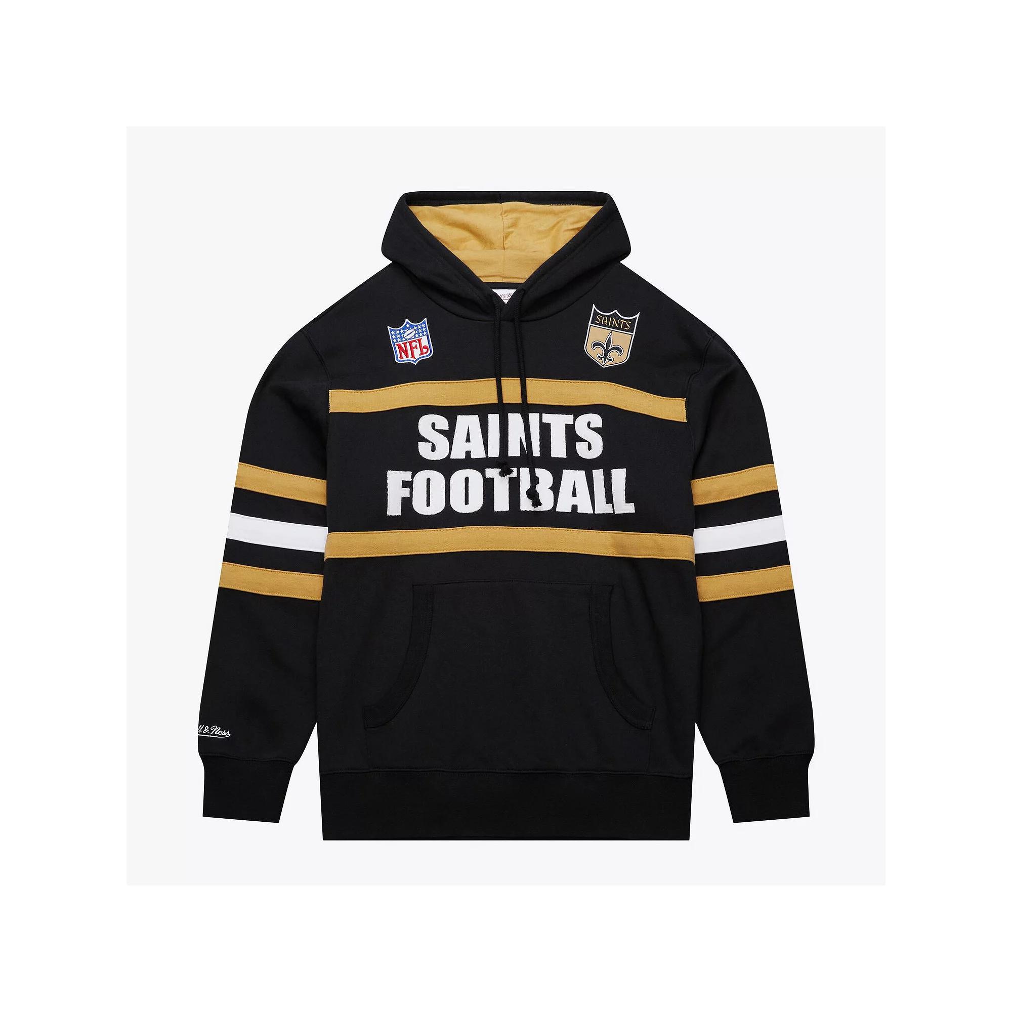 Men's  Black New Orleans Saints Vintage Logo Head Coach Fleece Pullover Hoodie, Size: XL Product Image