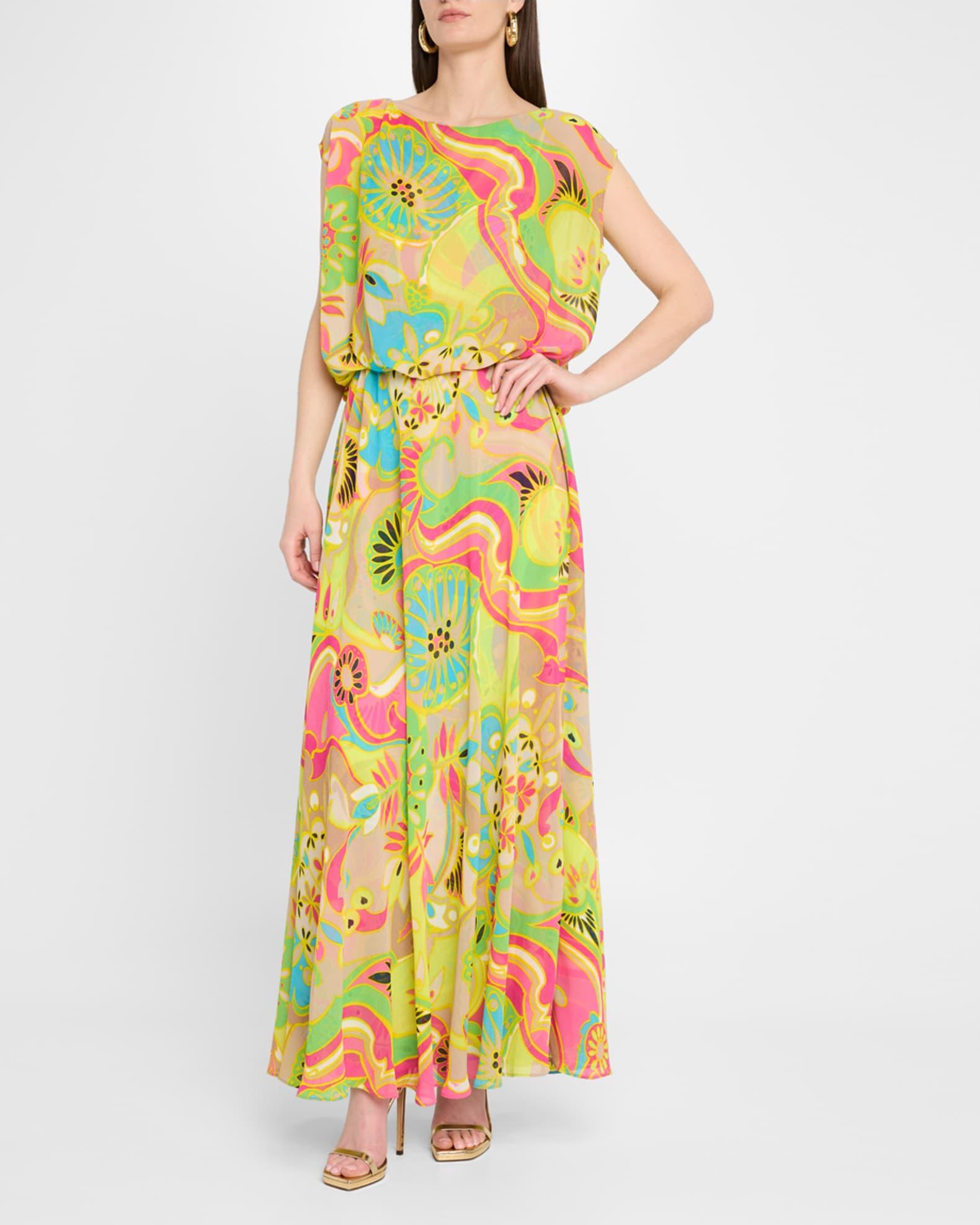 Vantage Floral-Print Georgette Maxi Dress Product Image