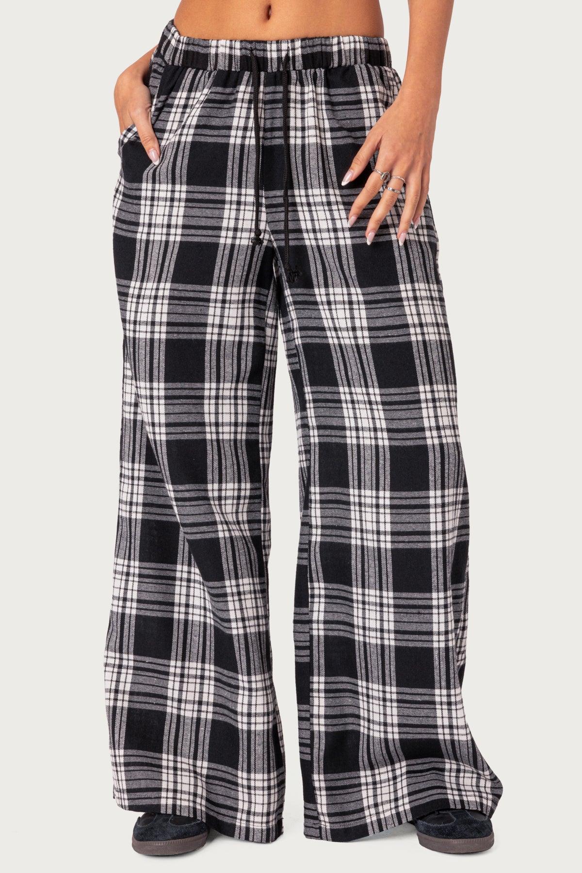 Lounge Around Plaid Wide Leg Pants Product Image