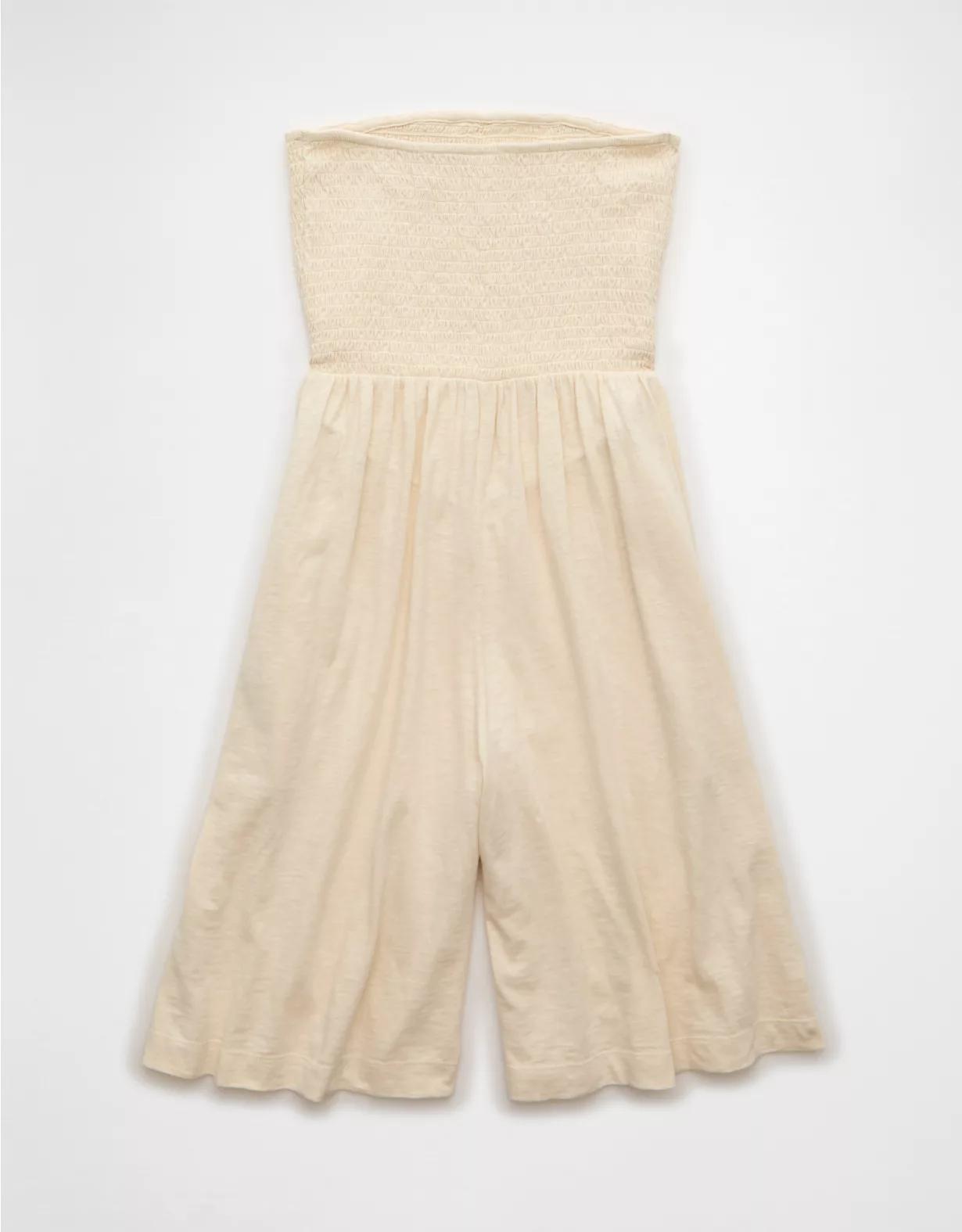AE Strapless Smocked V-Waist Romper Product Image