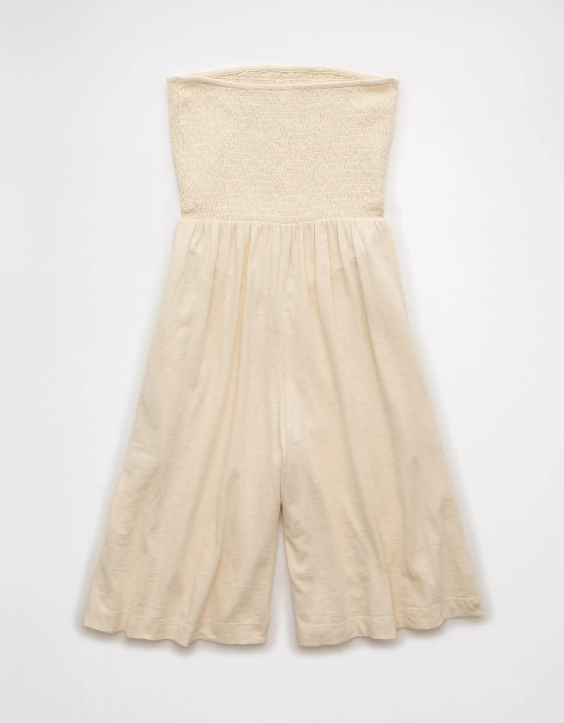 AE Strapless Smocked V-Waist Romper Product Image