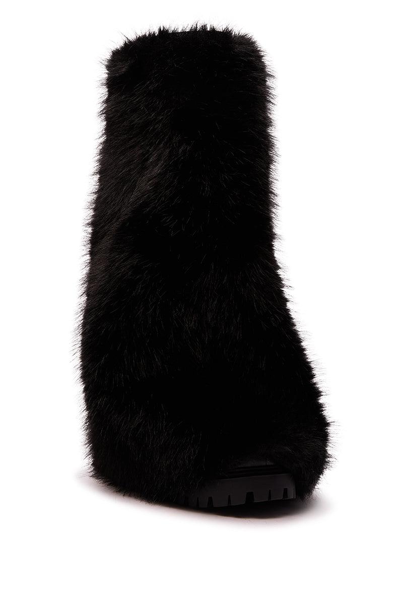 AZALEA WANG LISBOA BLACK FUR FOLD OVER BOOT Product Image